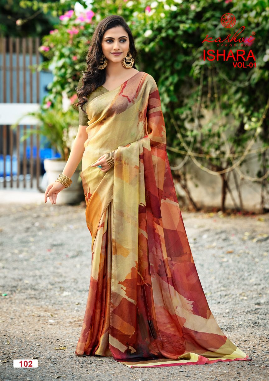 Kashvi Ishara Vol 01 Moss Digital Printed Saree Collection