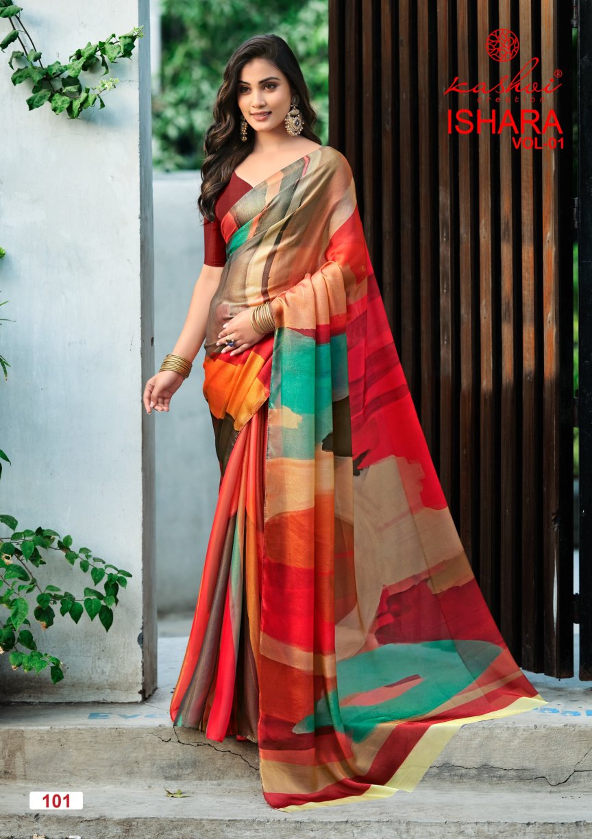 Kashvi Ishara Vol 01 Moss Digital Printed Saree Collection