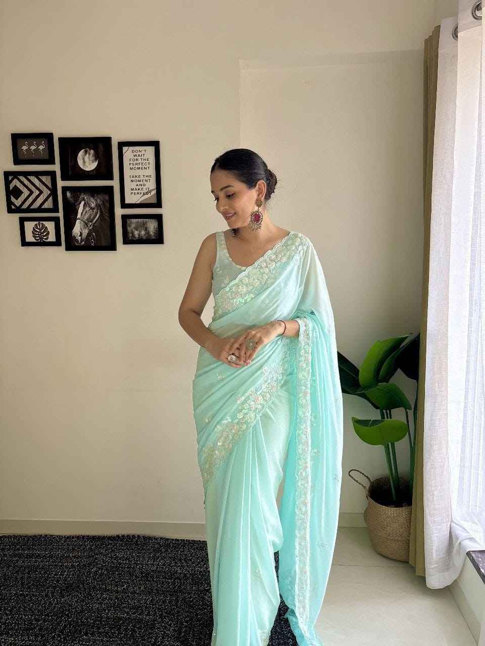 Kc 750 Soft Georgette Beautiful Sequence Worked Designer Saree Collection