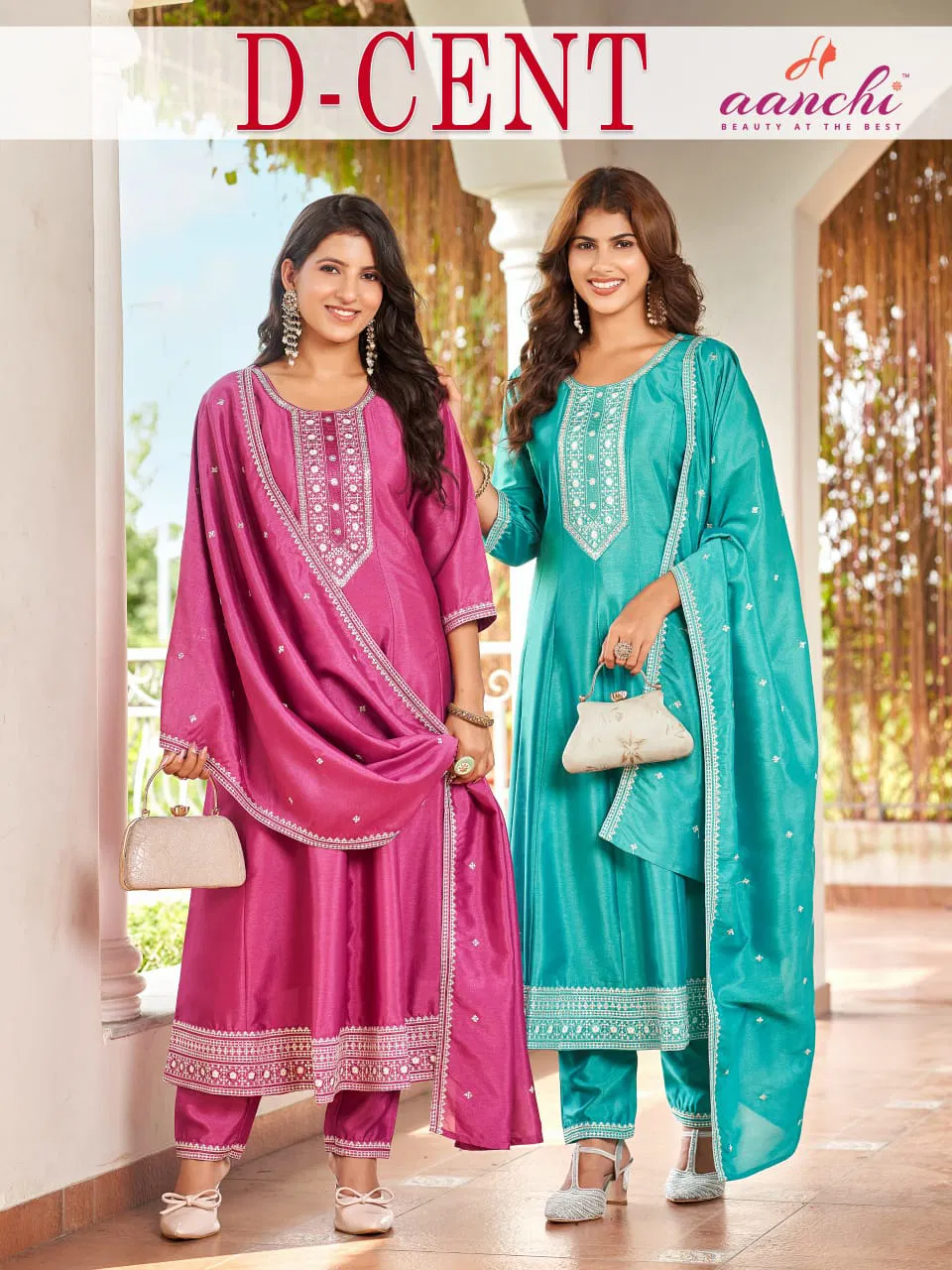 Aanchi Dcent Vichitra Silk With Fancy Embroidered Kurti With Bottom Dupatta