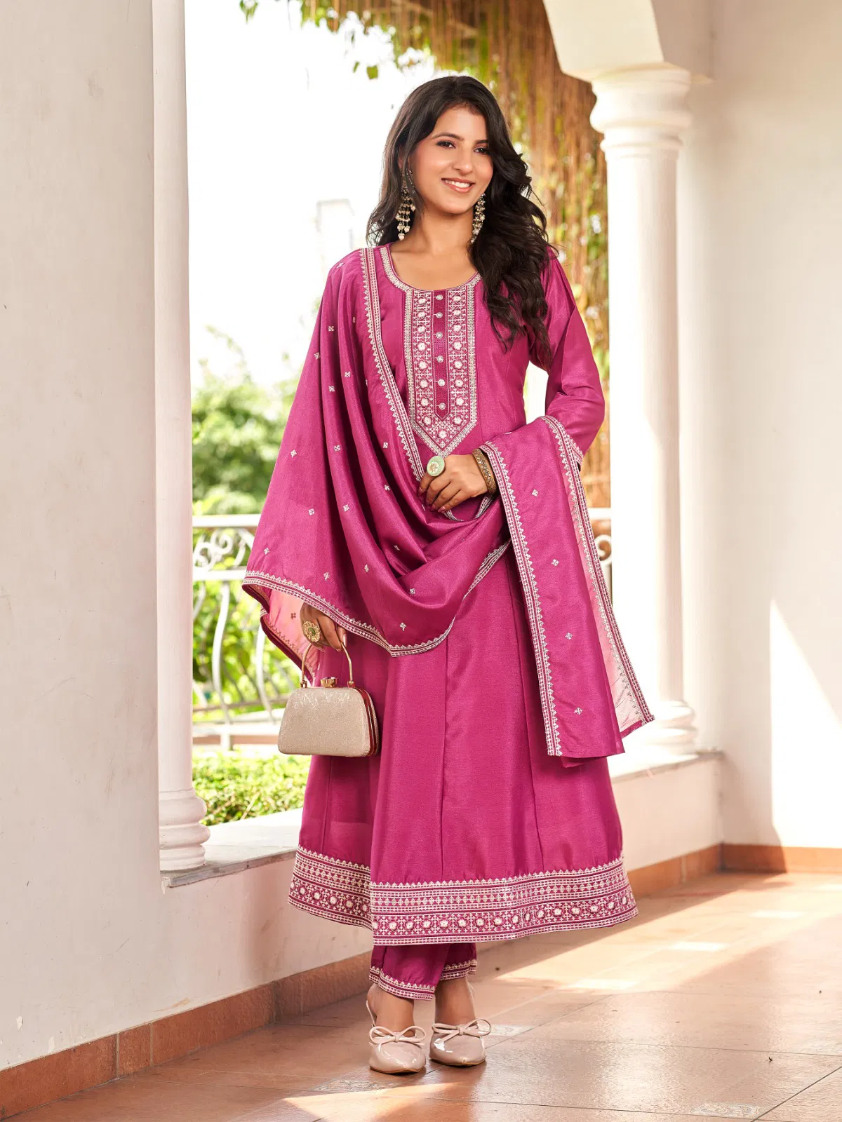 Aanchi Dcent Vichitra Silk With Fancy Embroidered Kurti With Bottom Dupatta