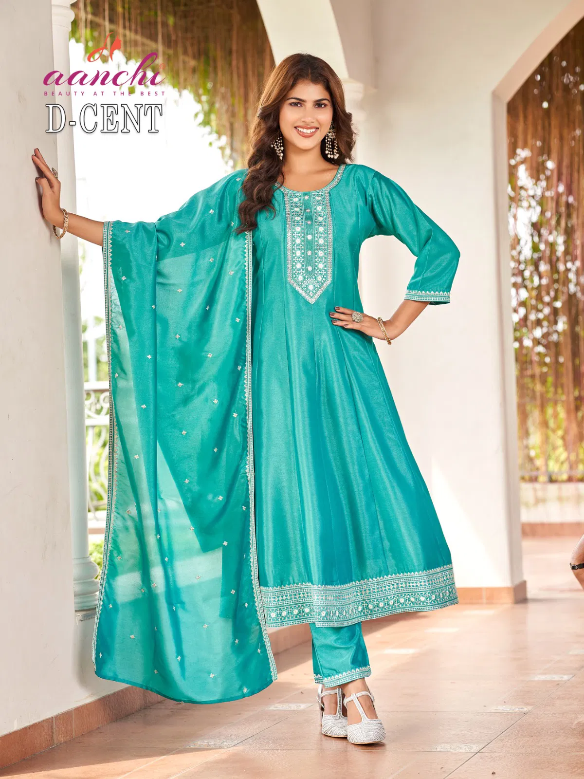 Aanchi Dcent Vichitra Silk With Fancy Embroidered Kurti With Bottom Dupatta