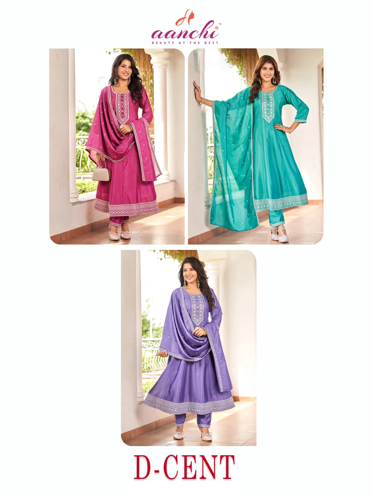Aanchi Dcent Vichitra Silk With Fancy Embroidered Kurti With Bottom Dupatta