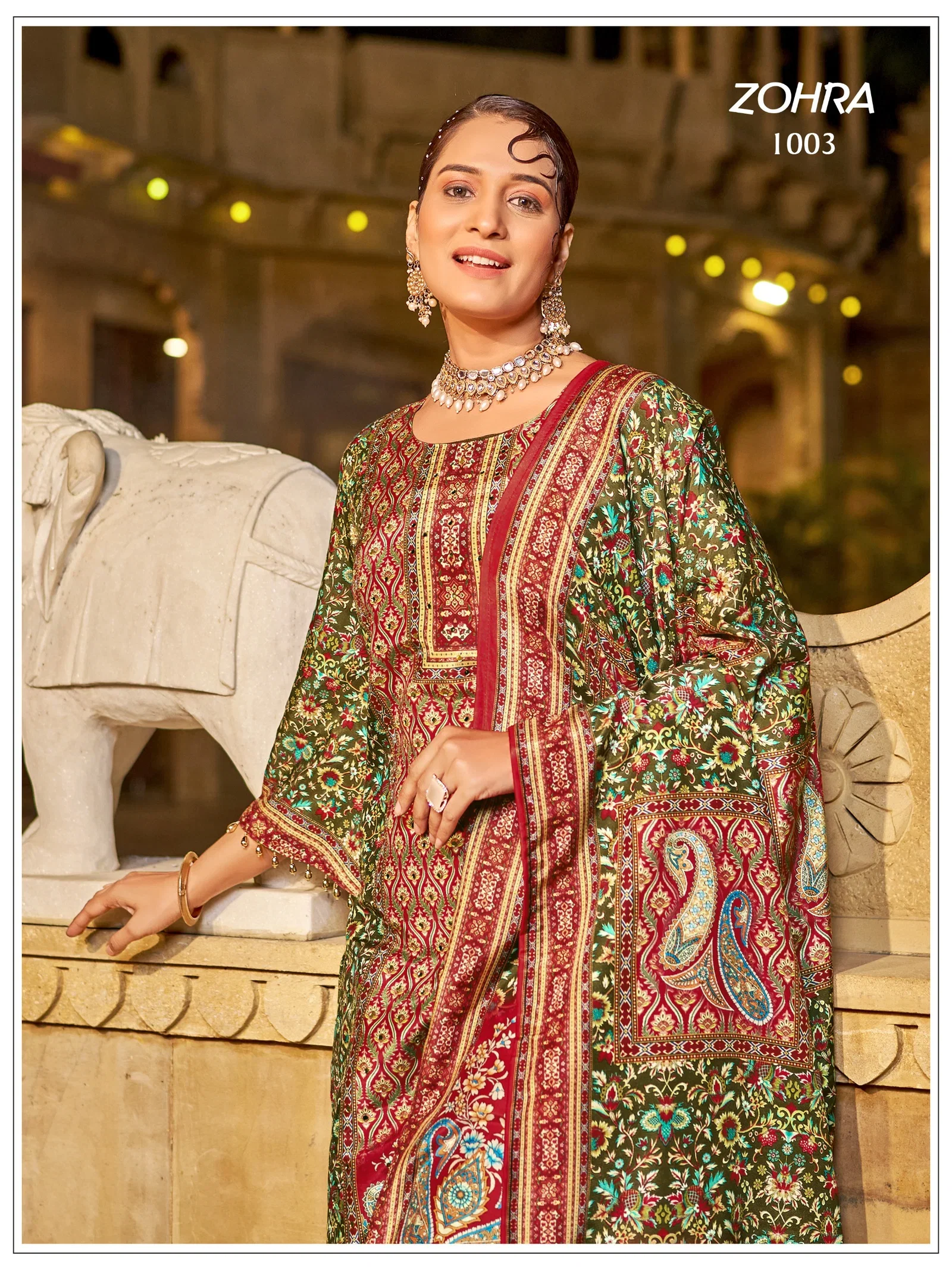 Banwery Zohra Jam Satin With Mirror Worked Kurti With Bottom Dupatta