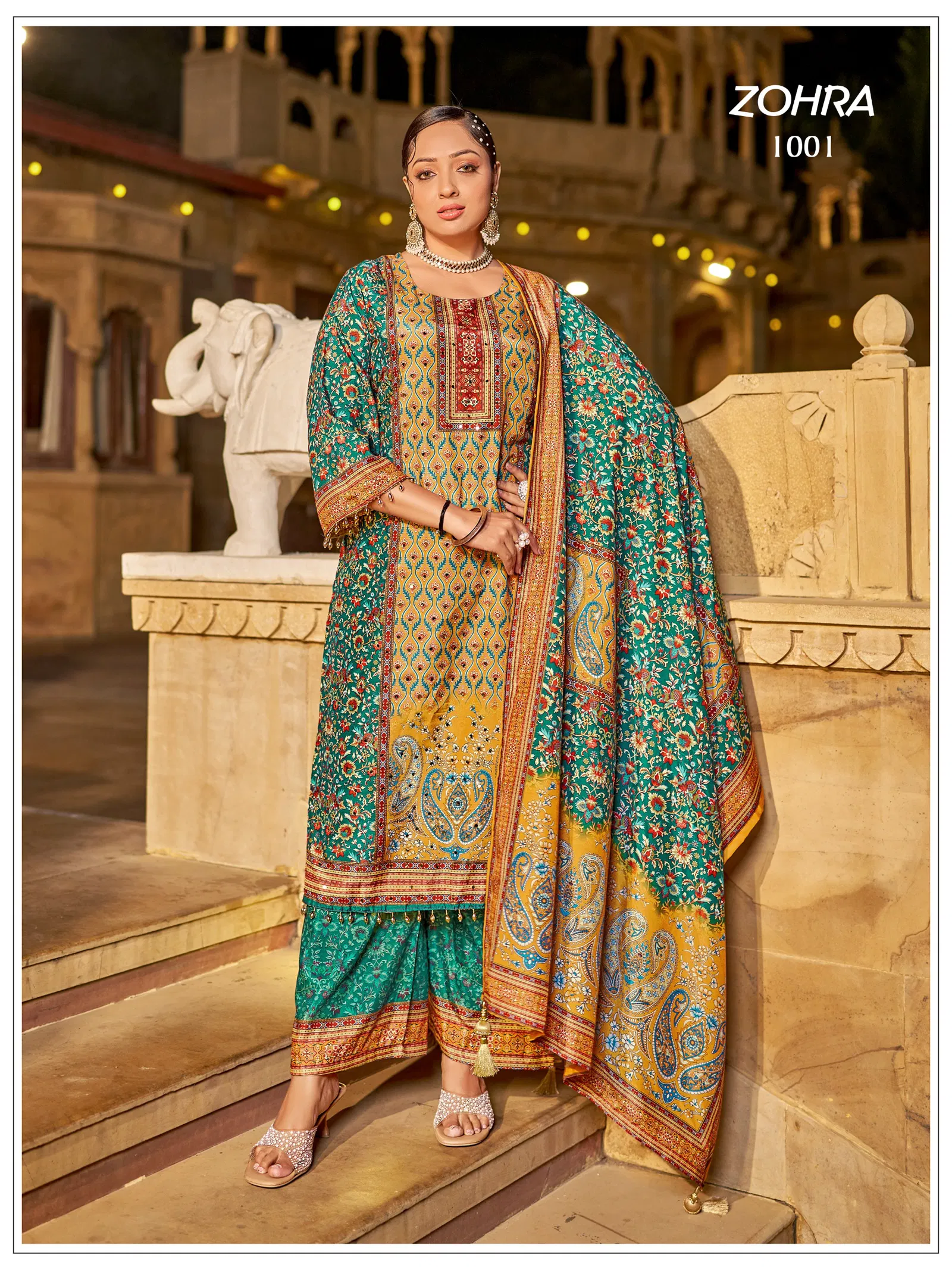 Banwery Zohra Jam Satin With Mirror Worked Kurti With Bottom Dupatta