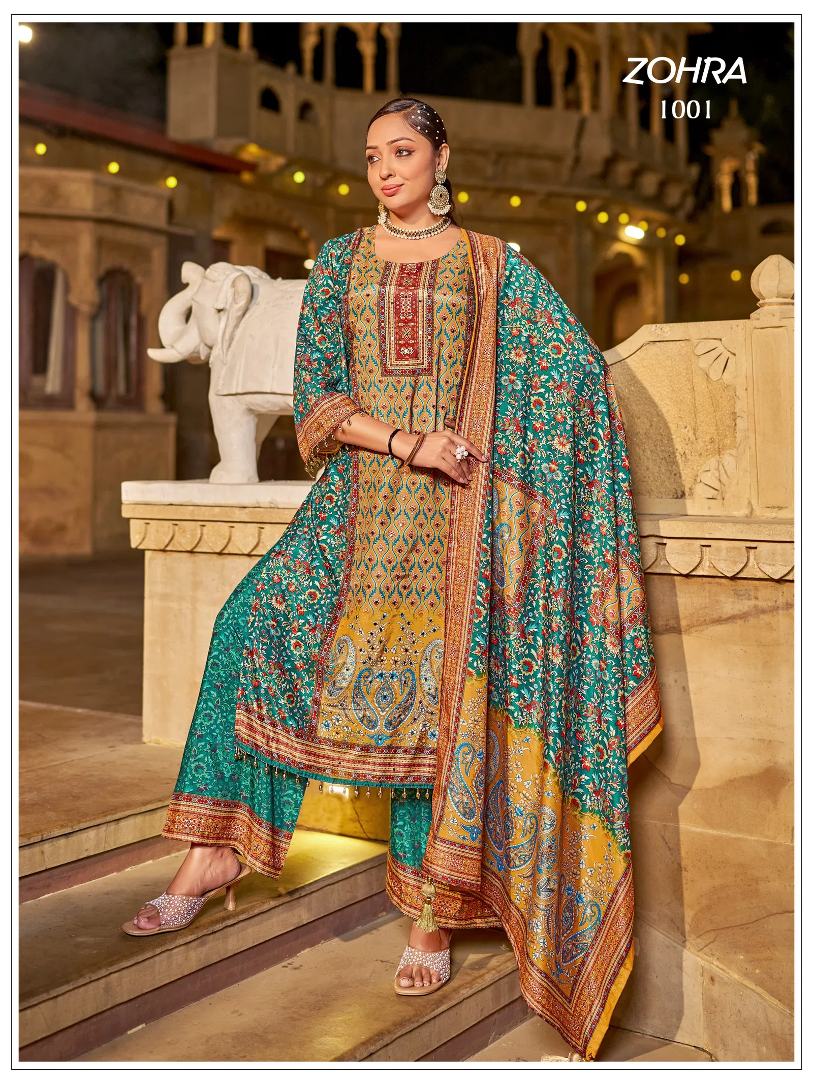 Banwery Zohra Jam Satin With Mirror Worked Kurti With Bottom Dupatta