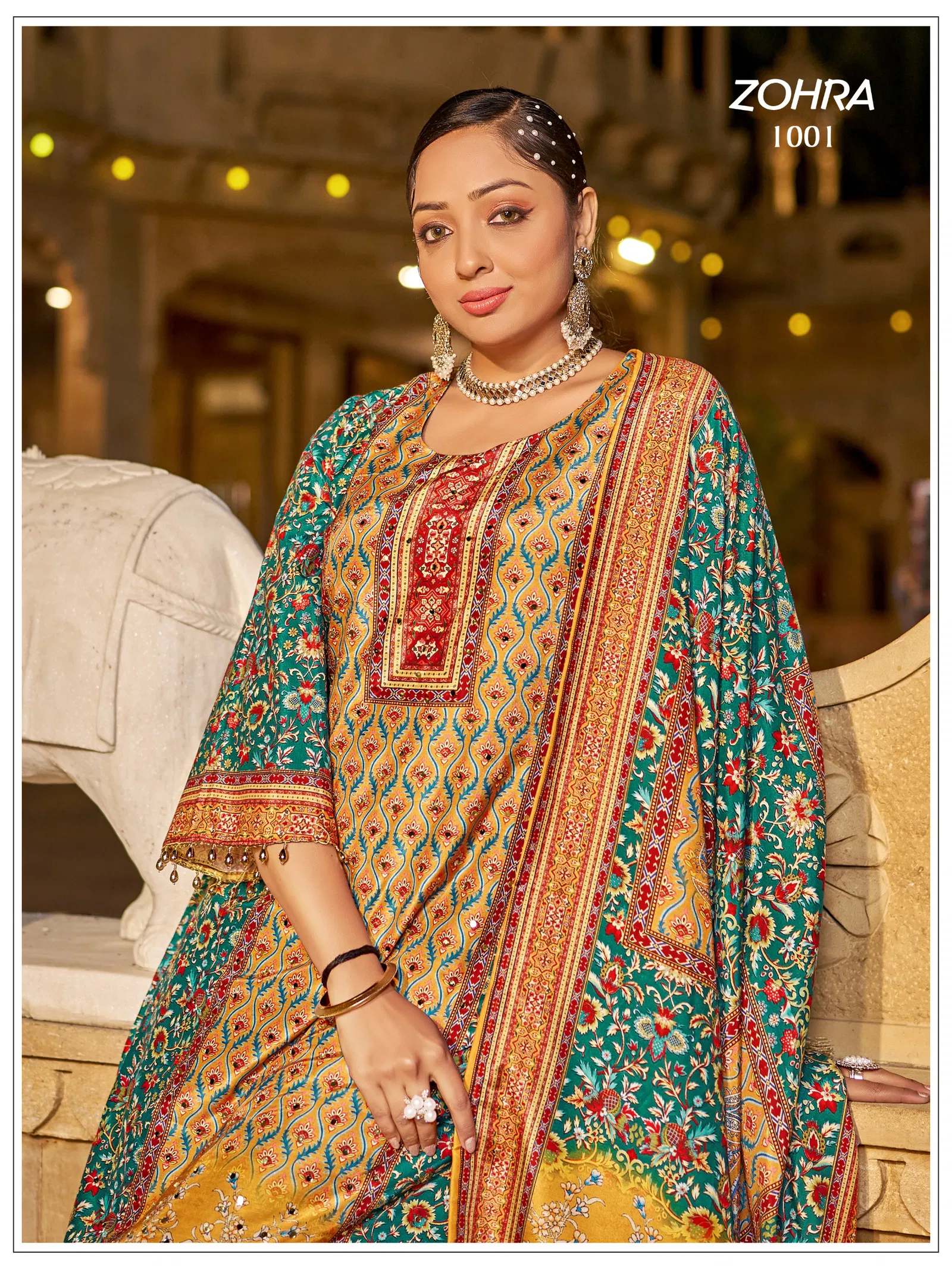 Banwery Zohra Jam Satin With Mirror Worked Kurti With Bottom Dupatta