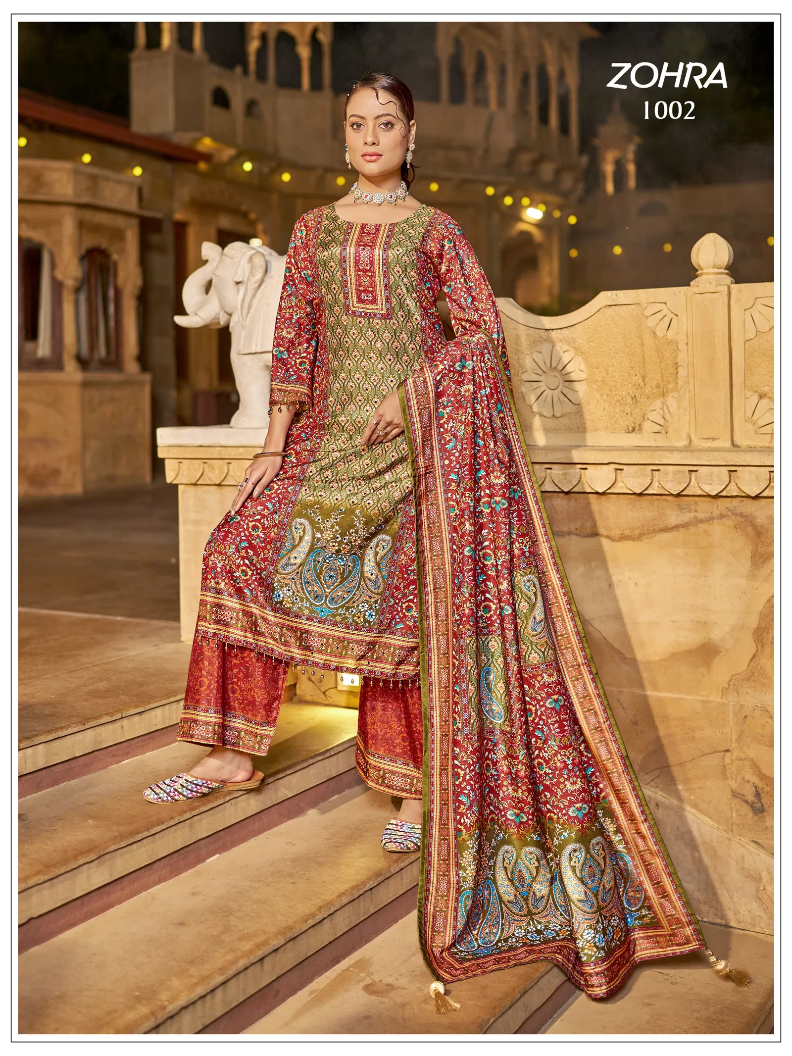Banwery Zohra Jam Satin With Mirror Worked Kurti With Bottom Dupatta