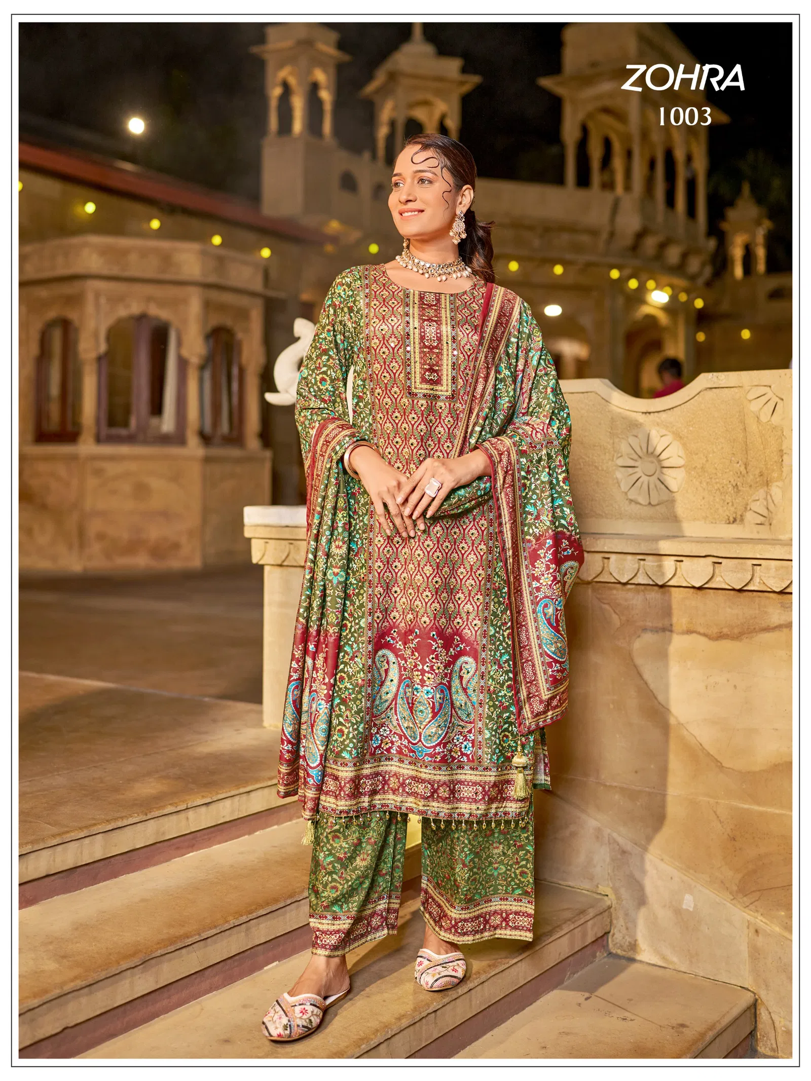 Banwery Zohra Jam Satin With Mirror Worked Kurti With Bottom Dupatta