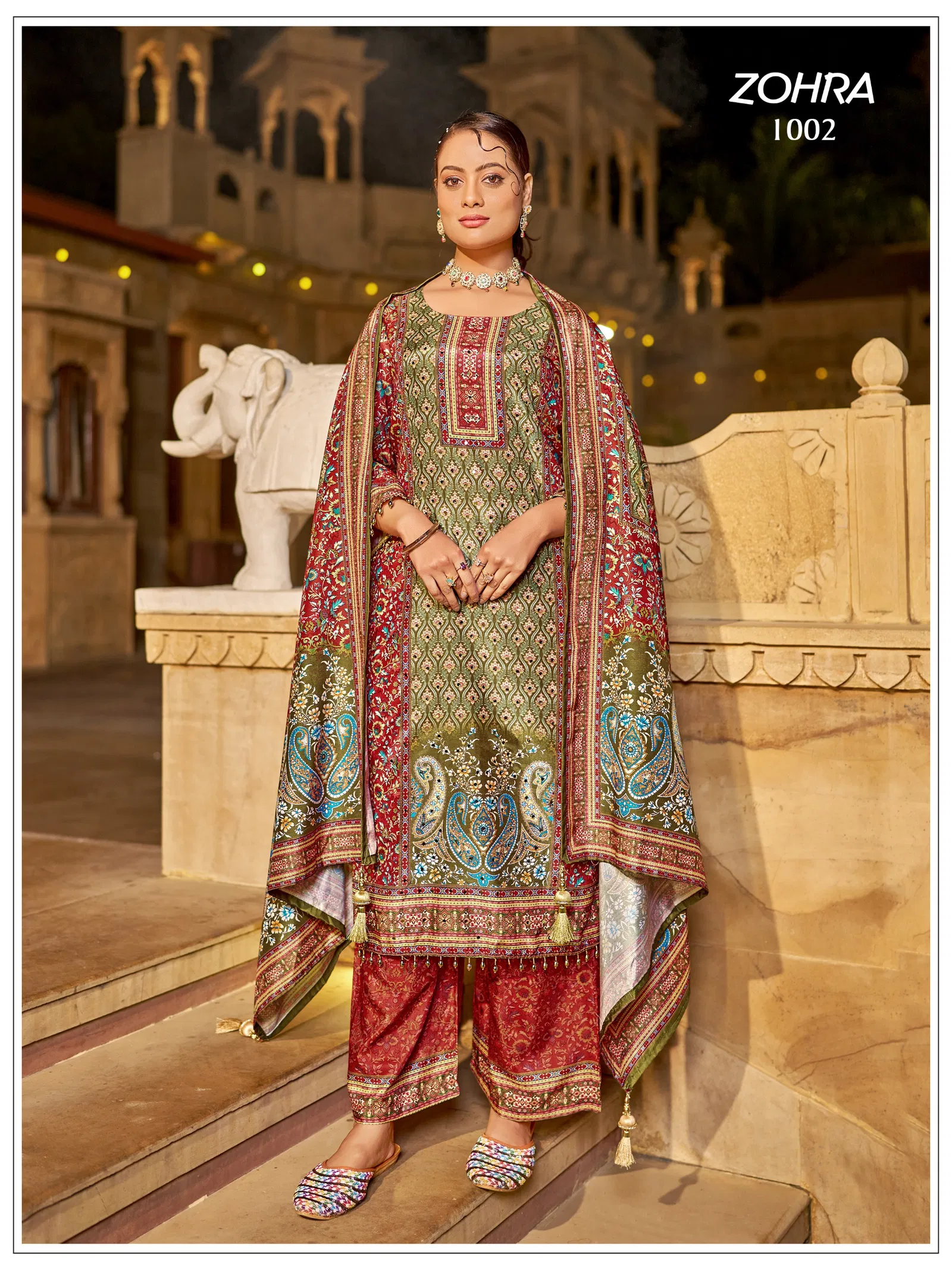 Banwery Zohra Jam Satin With Mirror Worked Kurti With Bottom Dupatta