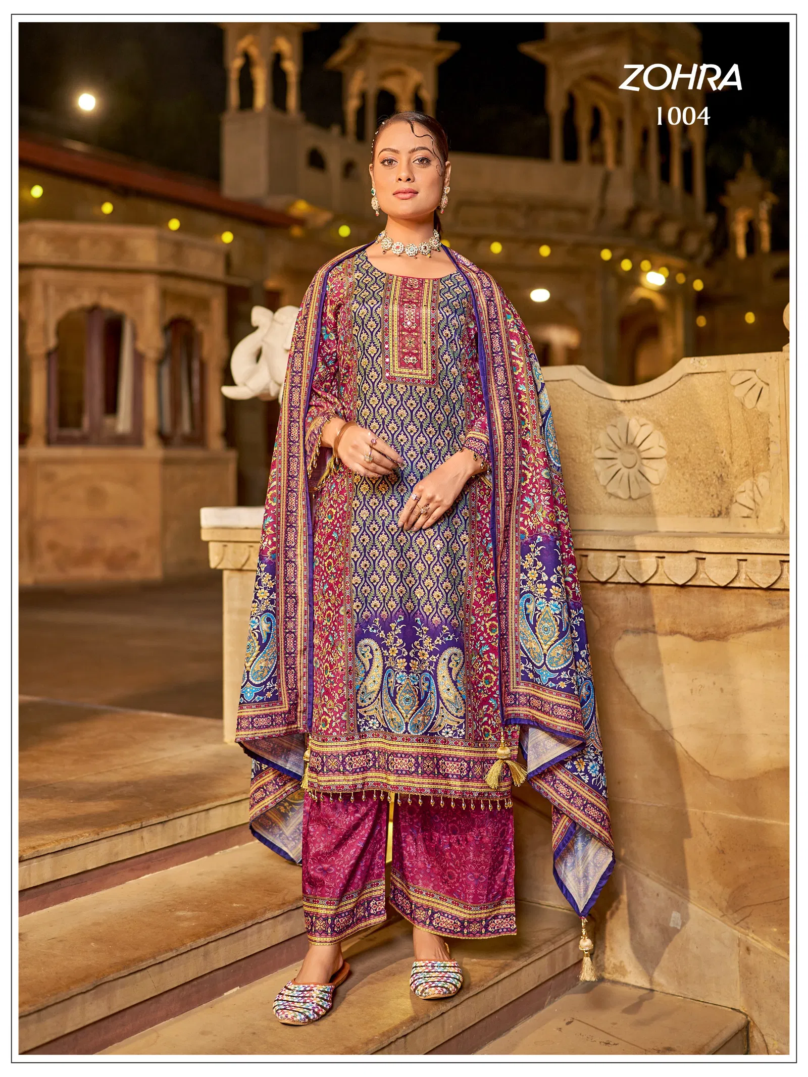 Banwery Zohra Jam Satin With Mirror Worked Kurti With Bottom Dupatta