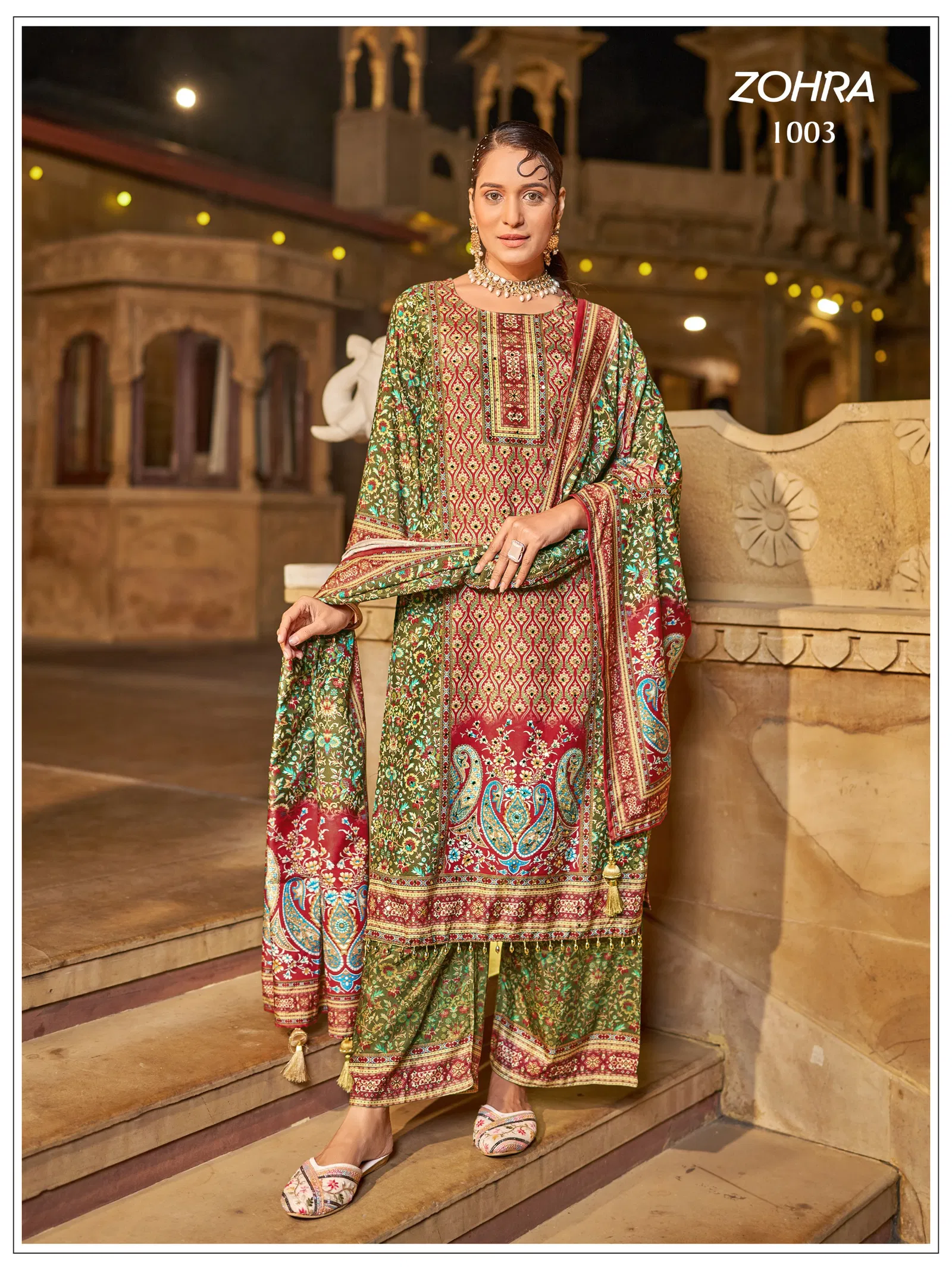 Banwery Zohra Jam Satin With Mirror Worked Kurti With Bottom Dupatta