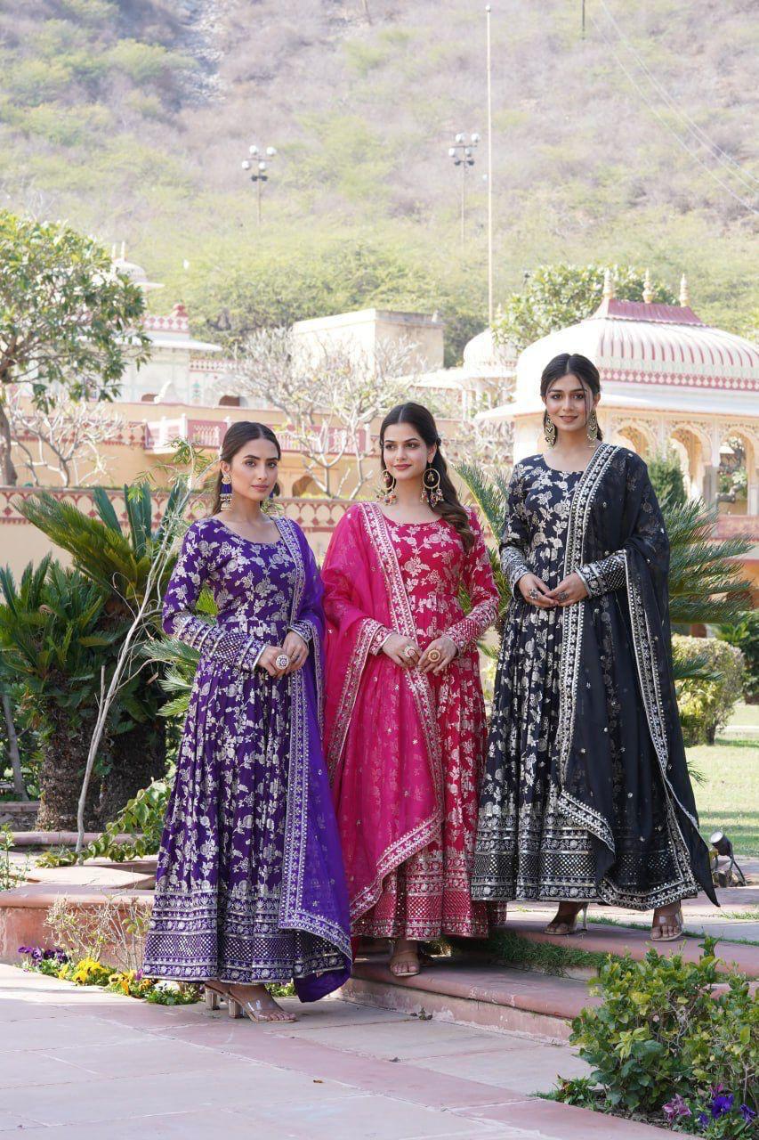 SF LW 9172 Jacquard Gown With Dupatta