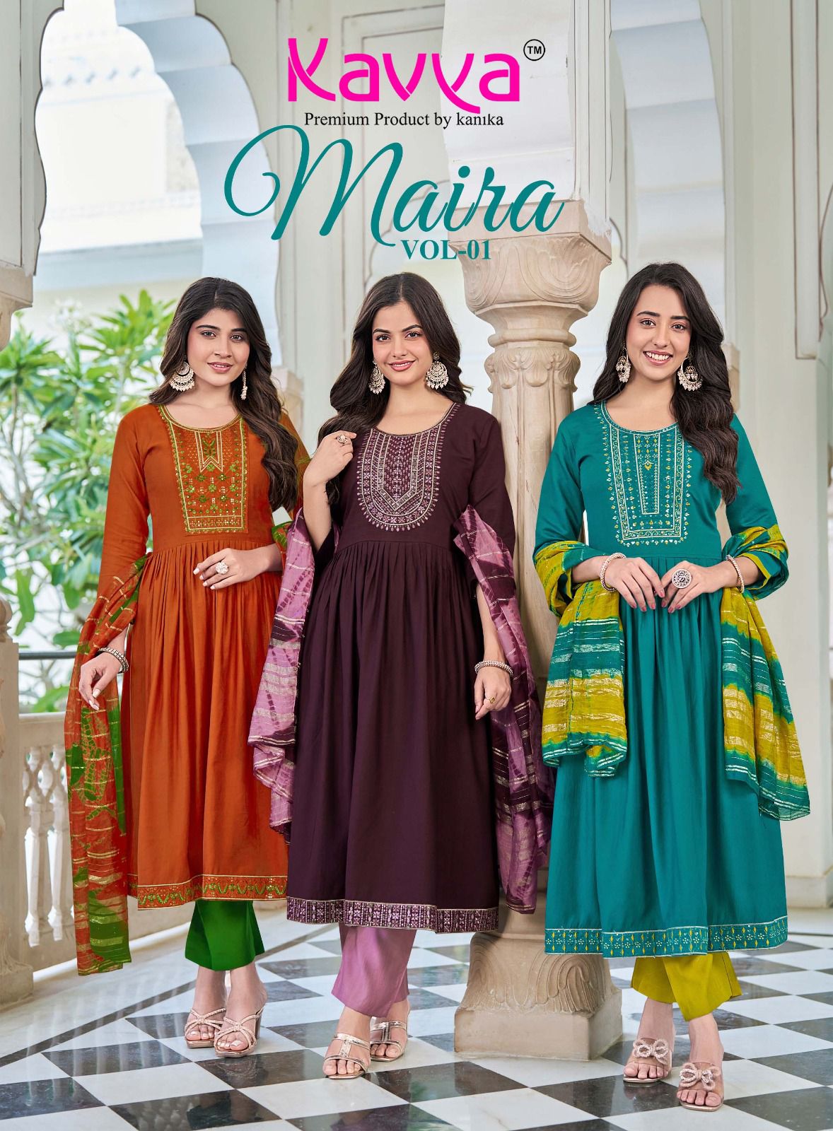 Kavya Maira Vol 1 Vetican Chanderi Zari Fancy Dyeing Top With Bottom And Dupatta