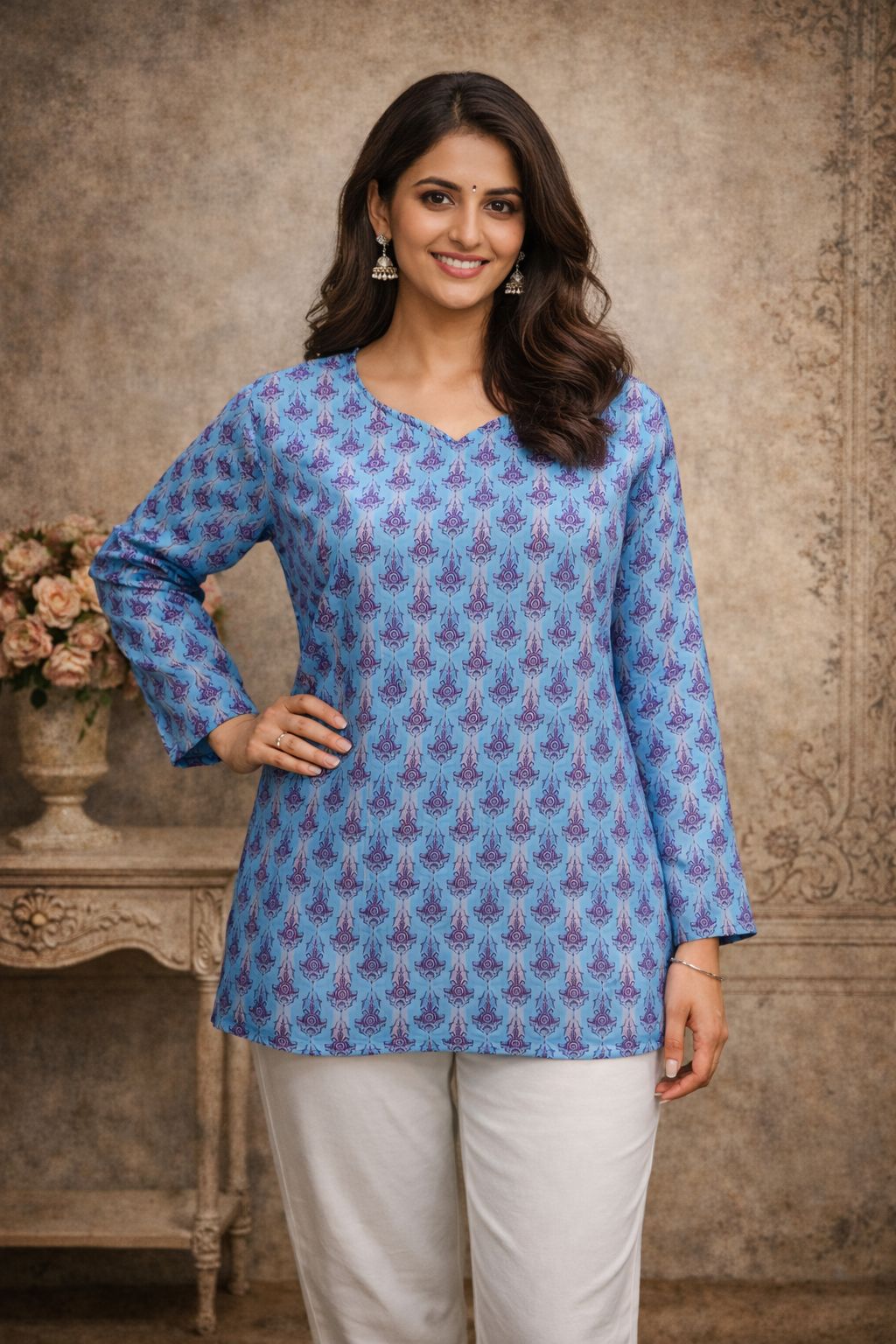 Aawiya RJ 27 Heavy Muslin Digital Printed Tunic Style Top