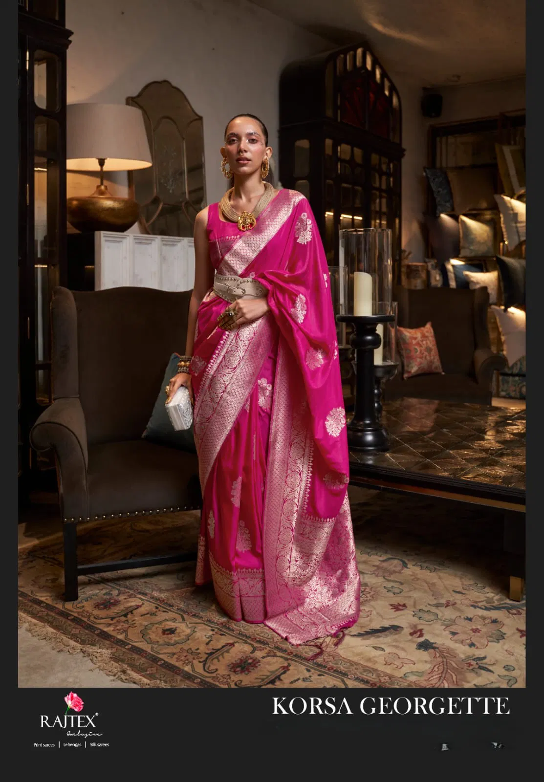 Rajtex Korssa Georgette Khadi Georgette Handloom Weaving Saree Collection