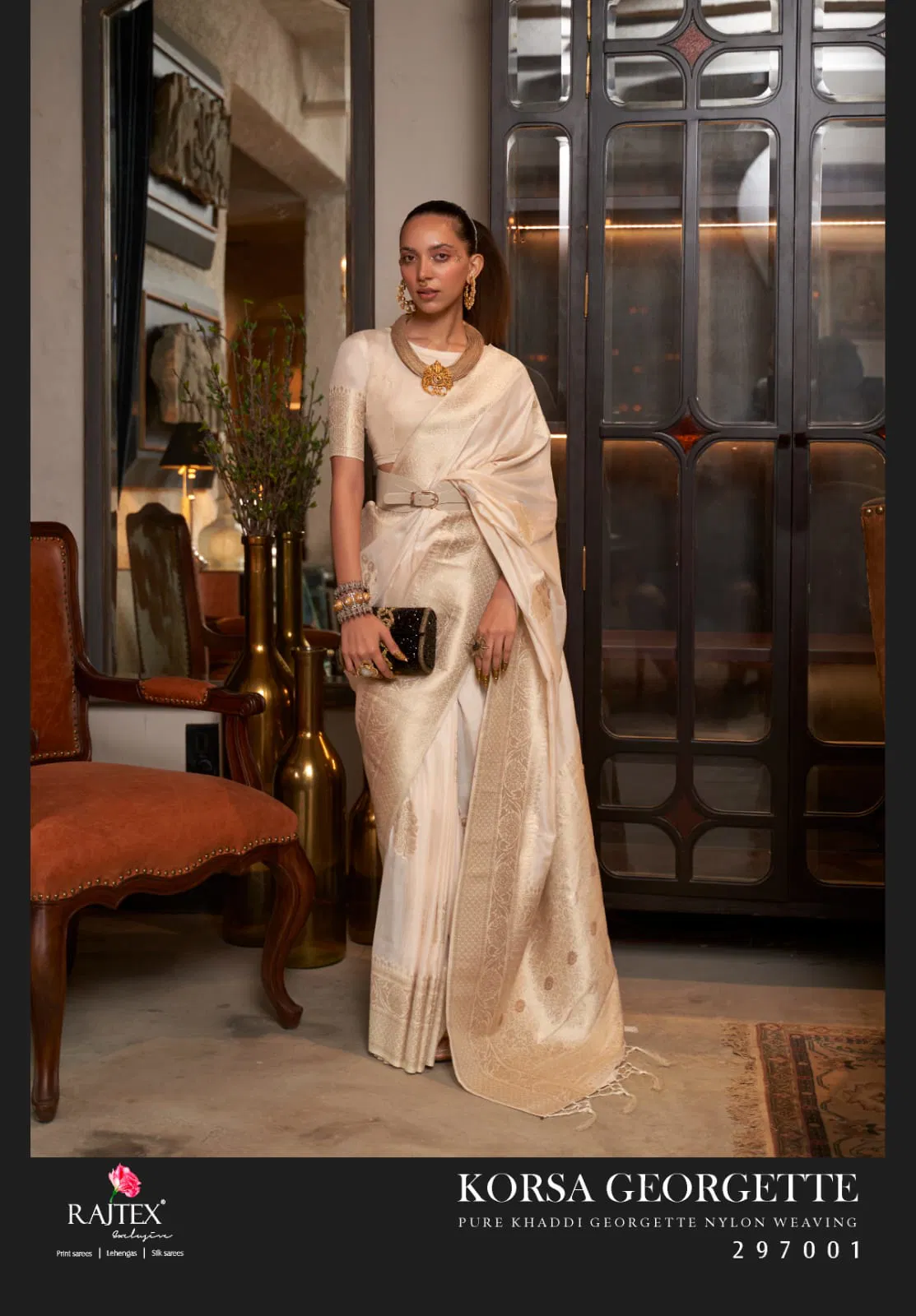 Rajtex Korssa Georgette Khadi Georgette Handloom Weaving Saree Collection