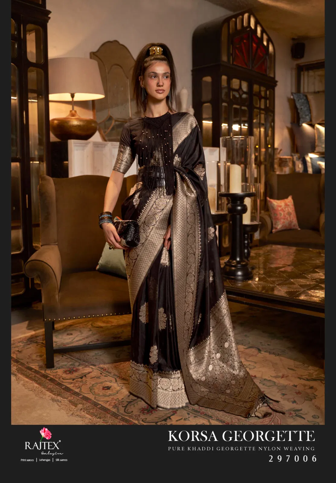 Rajtex Korssa Georgette Khadi Georgette Handloom Weaving Saree Collection