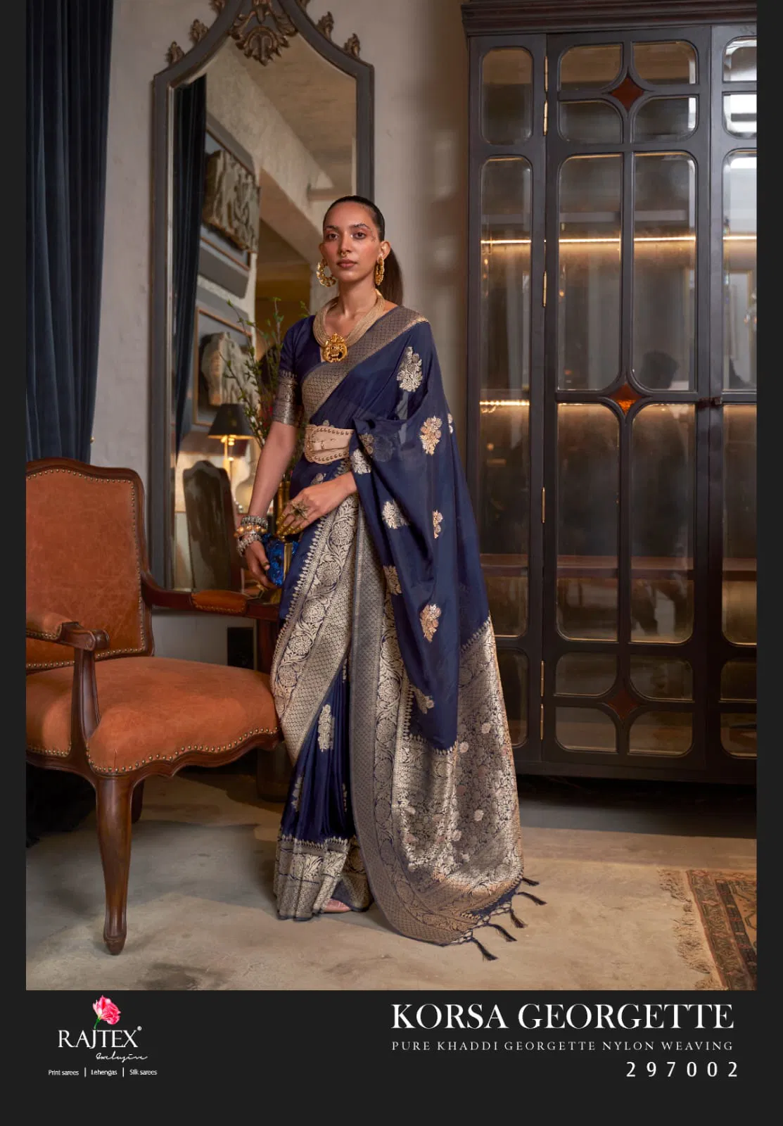 Rajtex Korssa Georgette Khadi Georgette Handloom Weaving Saree Collection