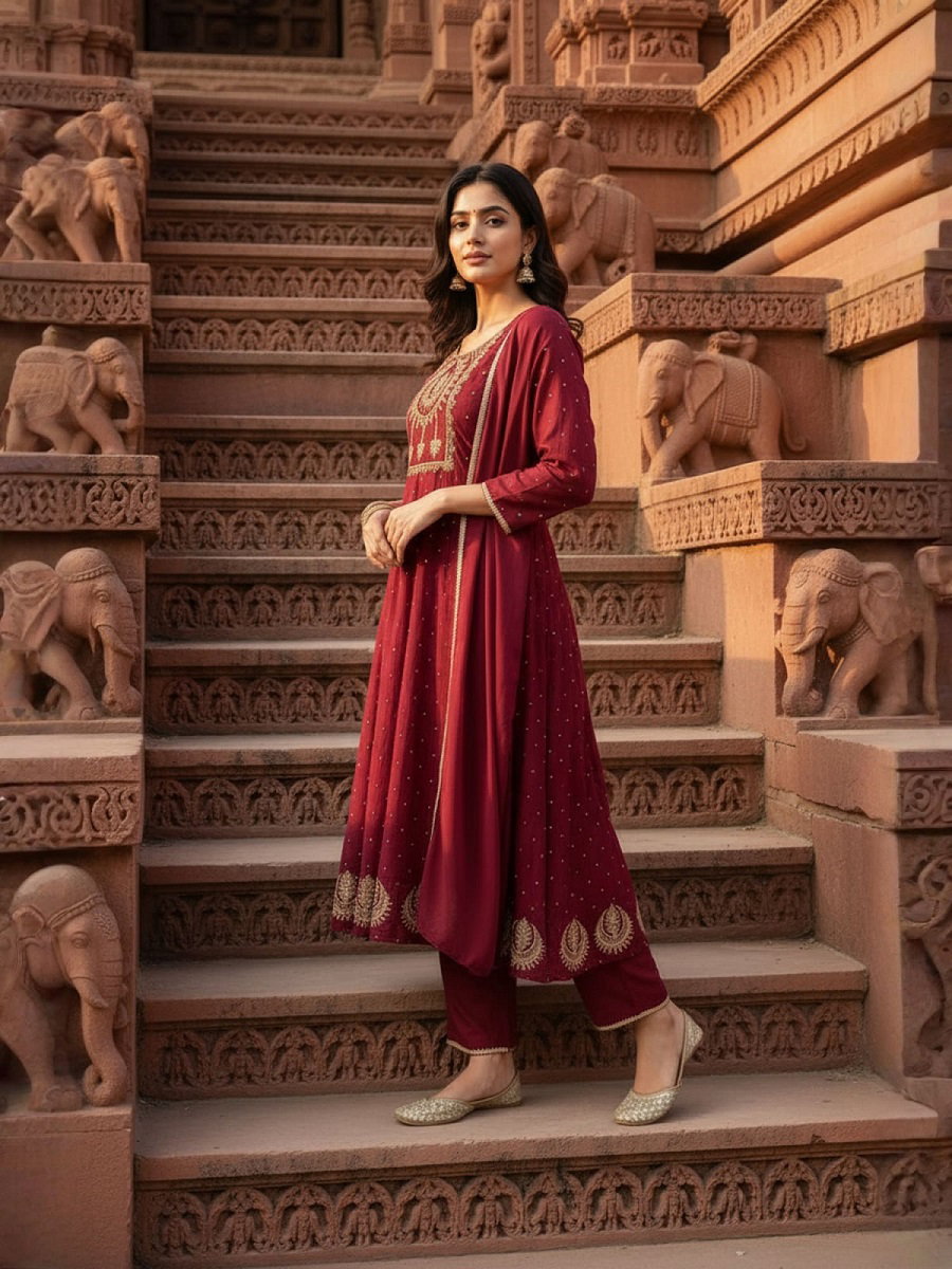 Navya Kurti 232 Party Wear Embroidery Worked Vichitra Silk Top with Pant and Dupatta Se