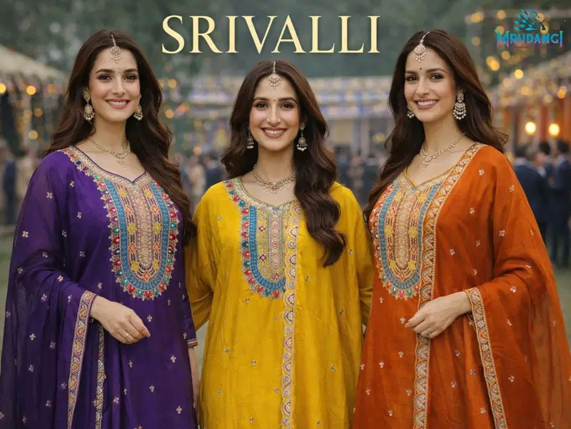 Mrudangi Srivalli Real Chinon Silk Embroidered Salwar Kameez