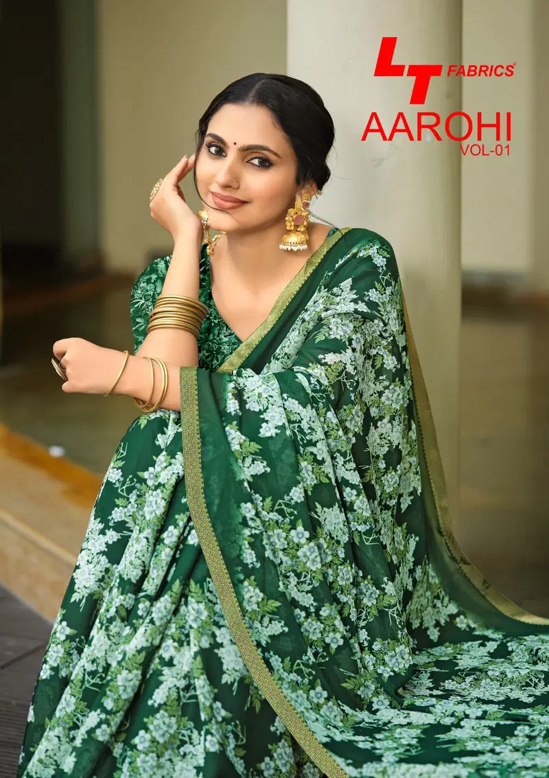 Lt Aarohi Vol 1 Dola Silk With Fancy Lace Worked Saree Collection