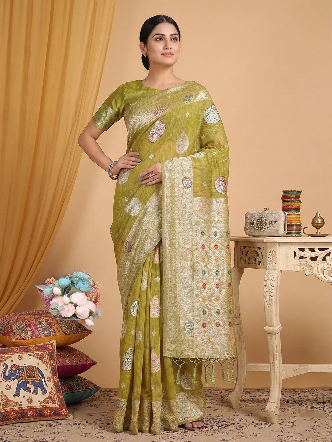 Ast Riwaaz Linen Cotton Festival Wear Saree Collection