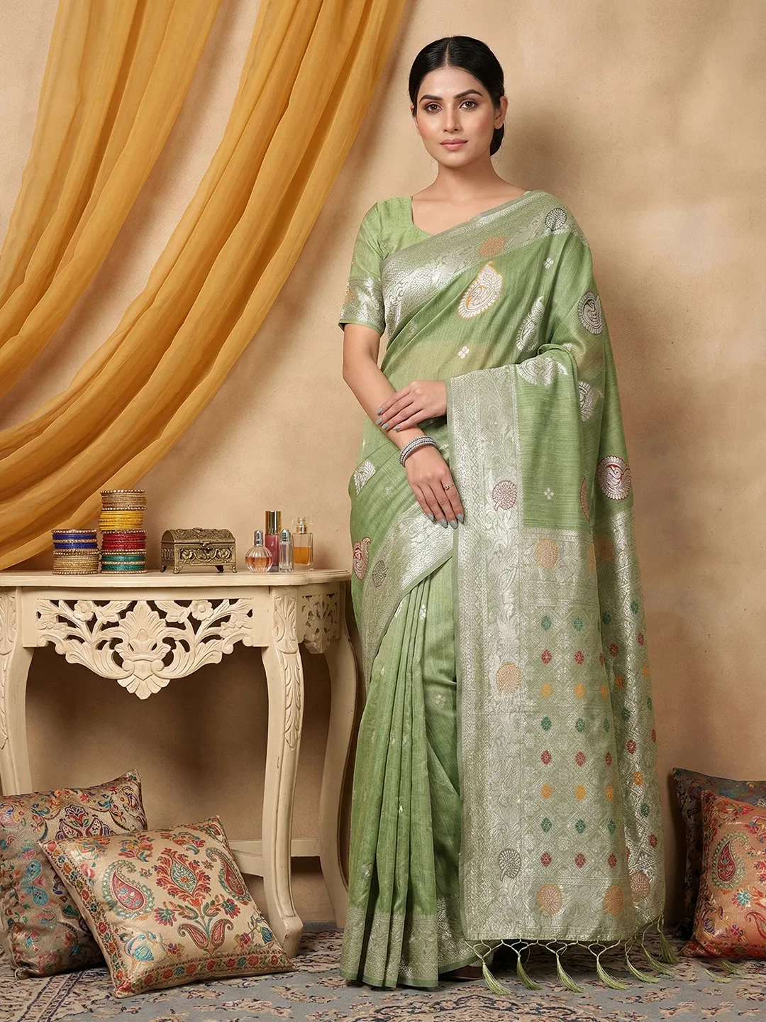 Ast Riwaaz Linen Cotton Festival Wear Saree Collection