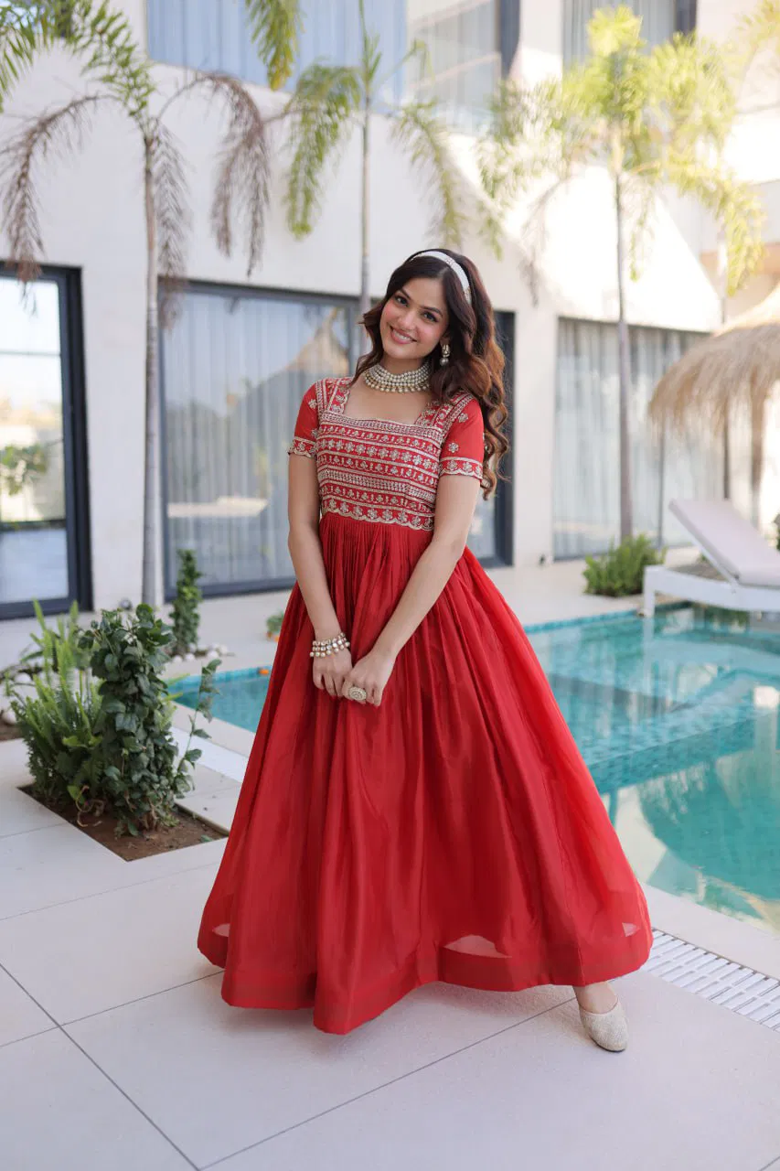 Lw 9310 Viscose Rayon Embroidered Designer Gown Collection