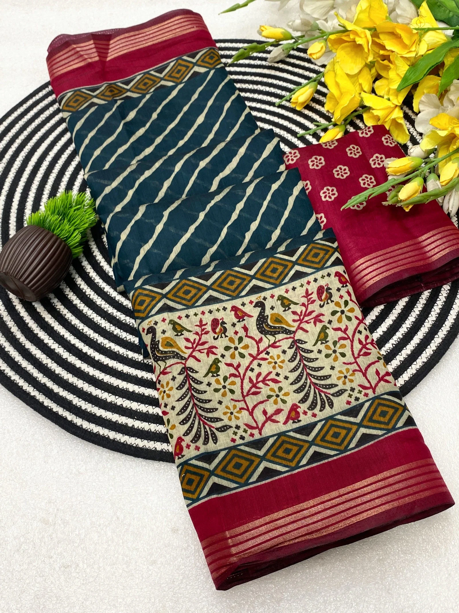 VLC MUL1007 Soft Mul Cotton Silk Bandhani design and Pen Kalamkari Design Saree