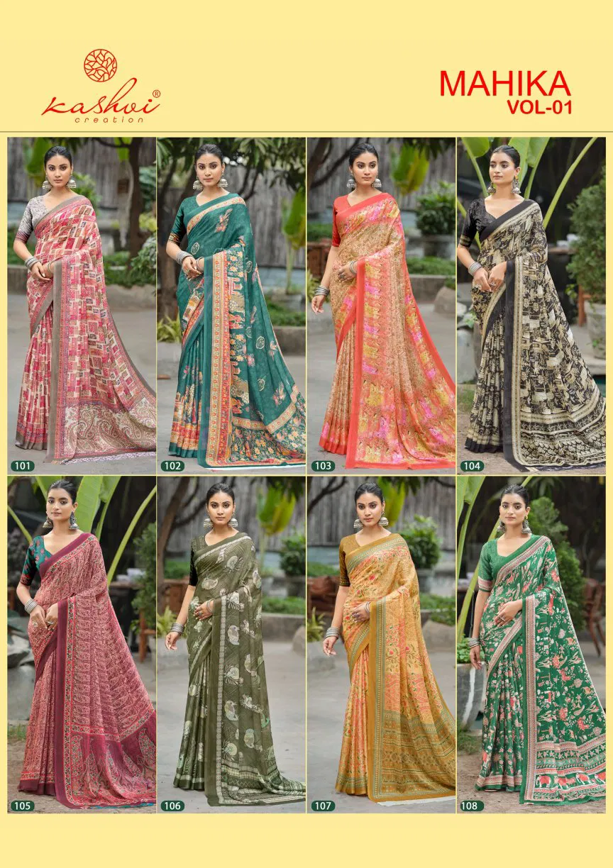Kashvi Mahika Vol 1 Chiffon Digital Printed Saree Collection