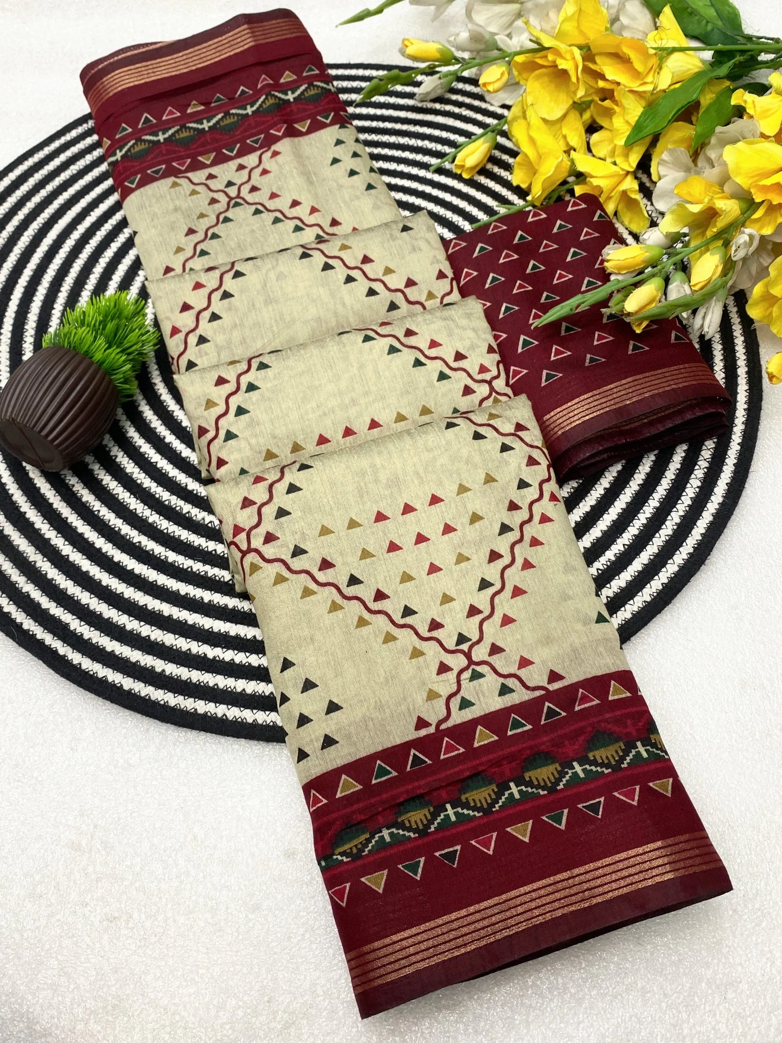 VLC MUL1006 Soft Mul Cotton Silk Ajarakh design and Pen Kalamkari Design Saree