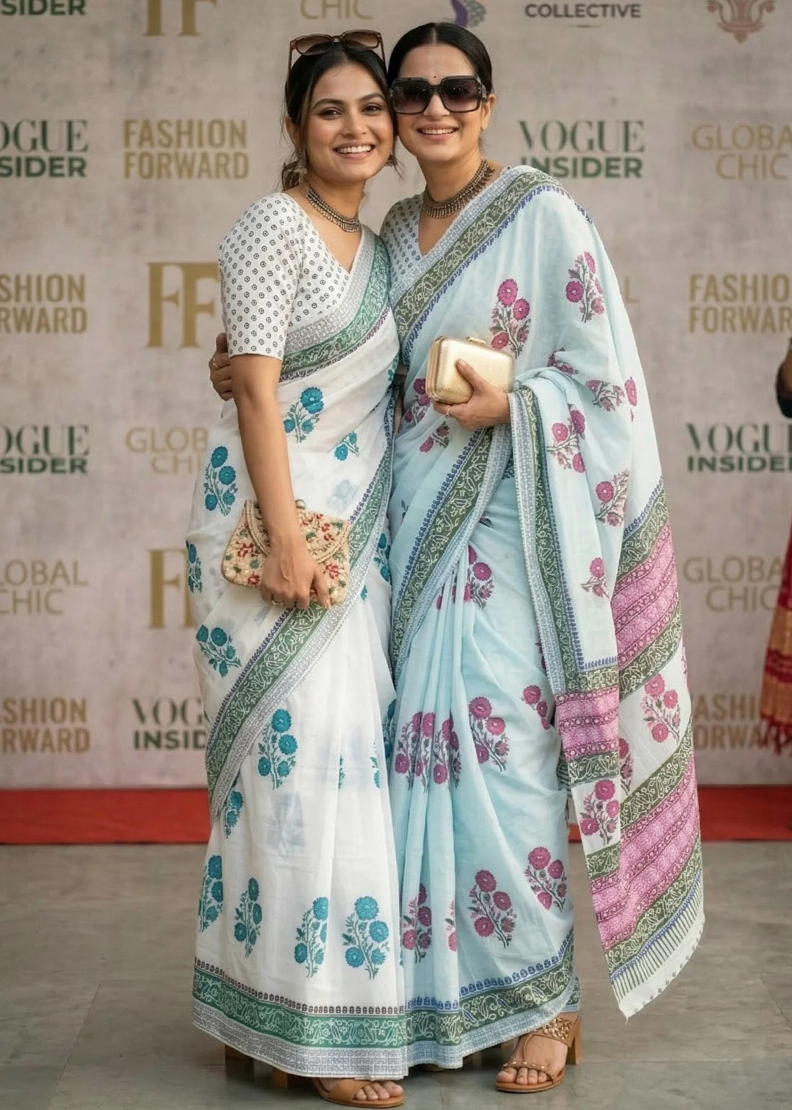 Sm yami 06 Mulmul Cotton Floral Hand Block Printed Design Lunching Saree