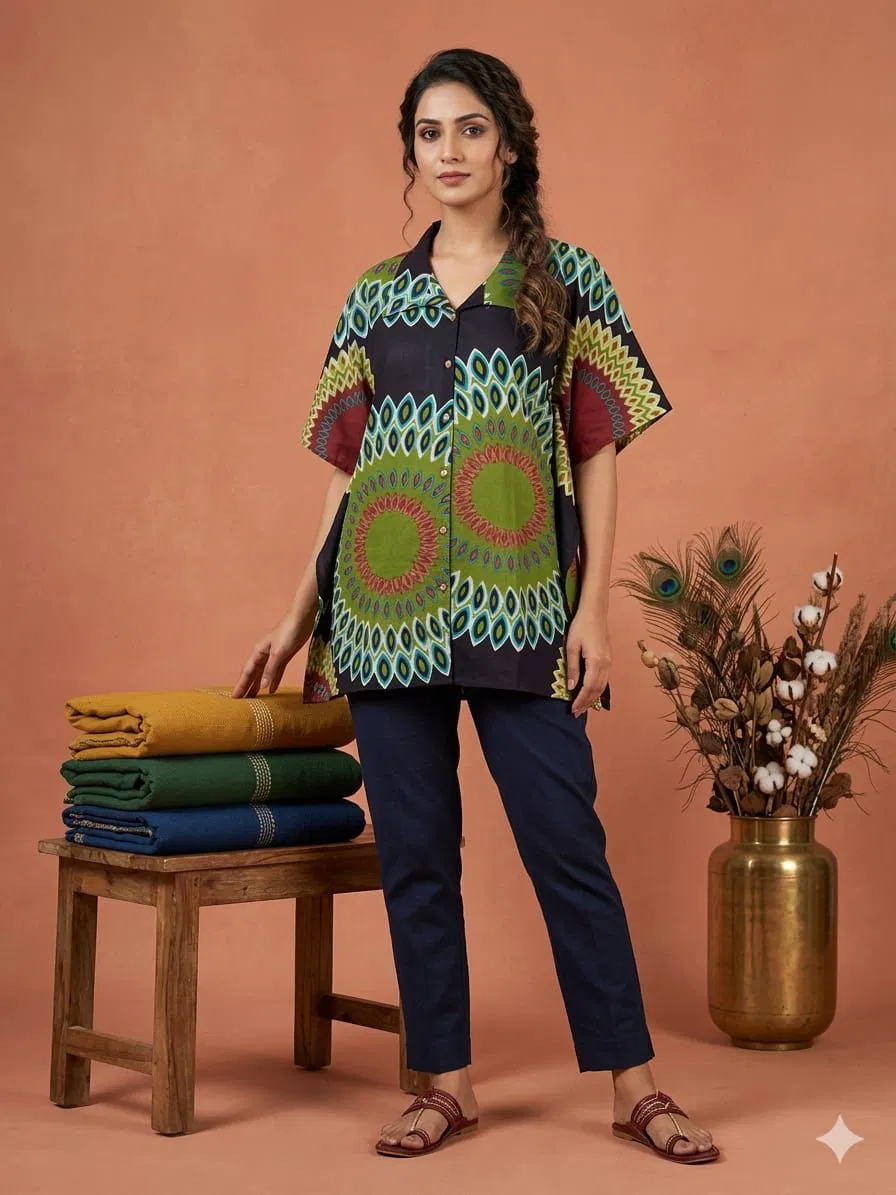 Naisha K 784 Printed Cotton Kaftan Pattern Shirt Top Collection