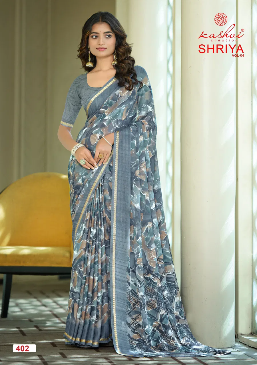 Kashvi Shriya Vol 04 Dull Moss Silk Saree Collection