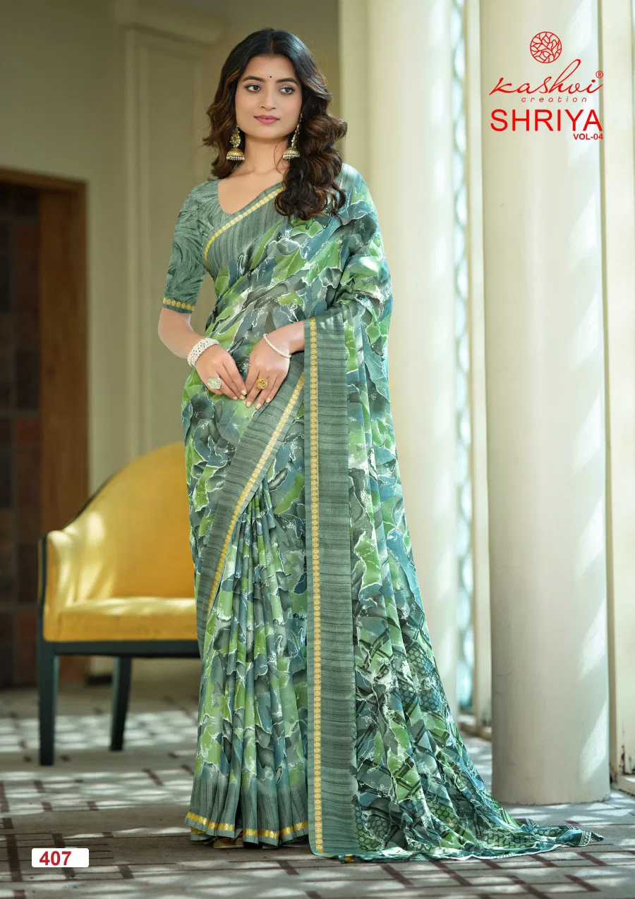 Kashvi Shriya Vol 04 Dull Moss Silk Saree Collection