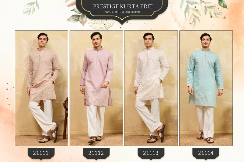 Shubhkala Prestige Kurta Edit Viscose Silk Thread Worked Mens Kurta Collection