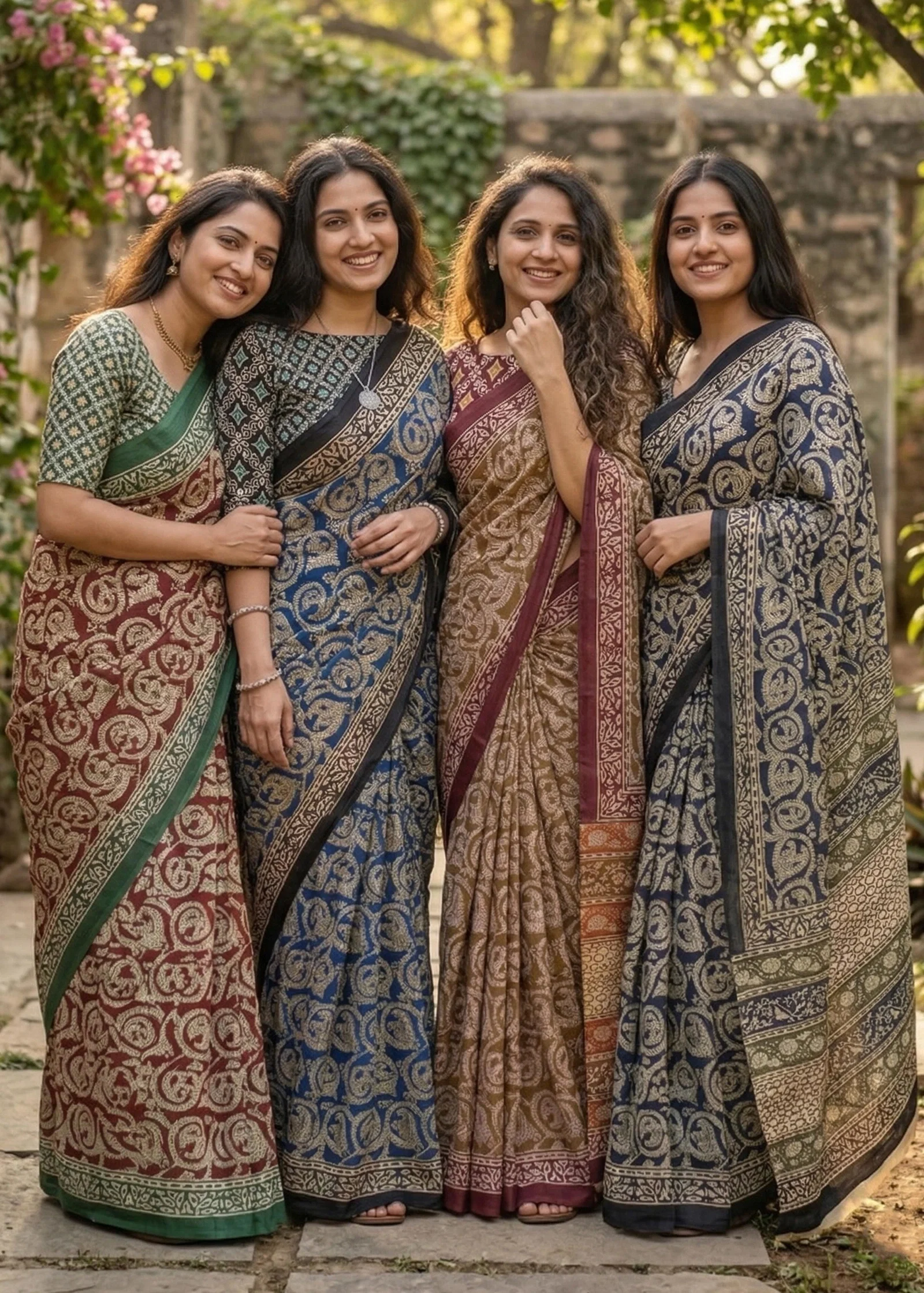 Sm yami 08 Mulmul Cotton Ajrakh Hand Block Printed Design Lunching Saree