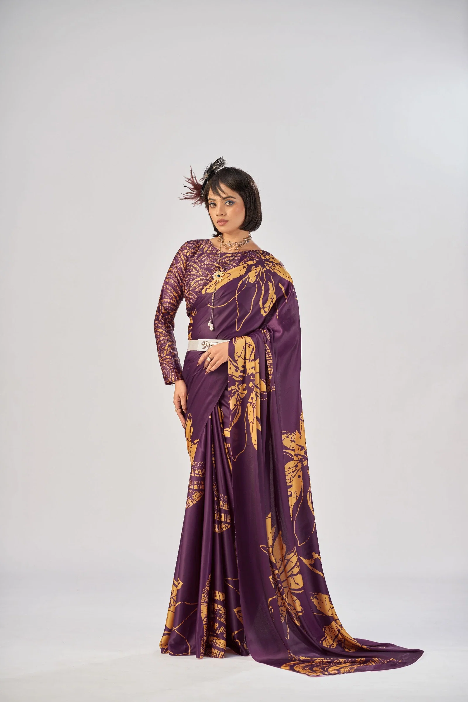 Lekha YF 7016 elegant Printed Satin Silk Saree