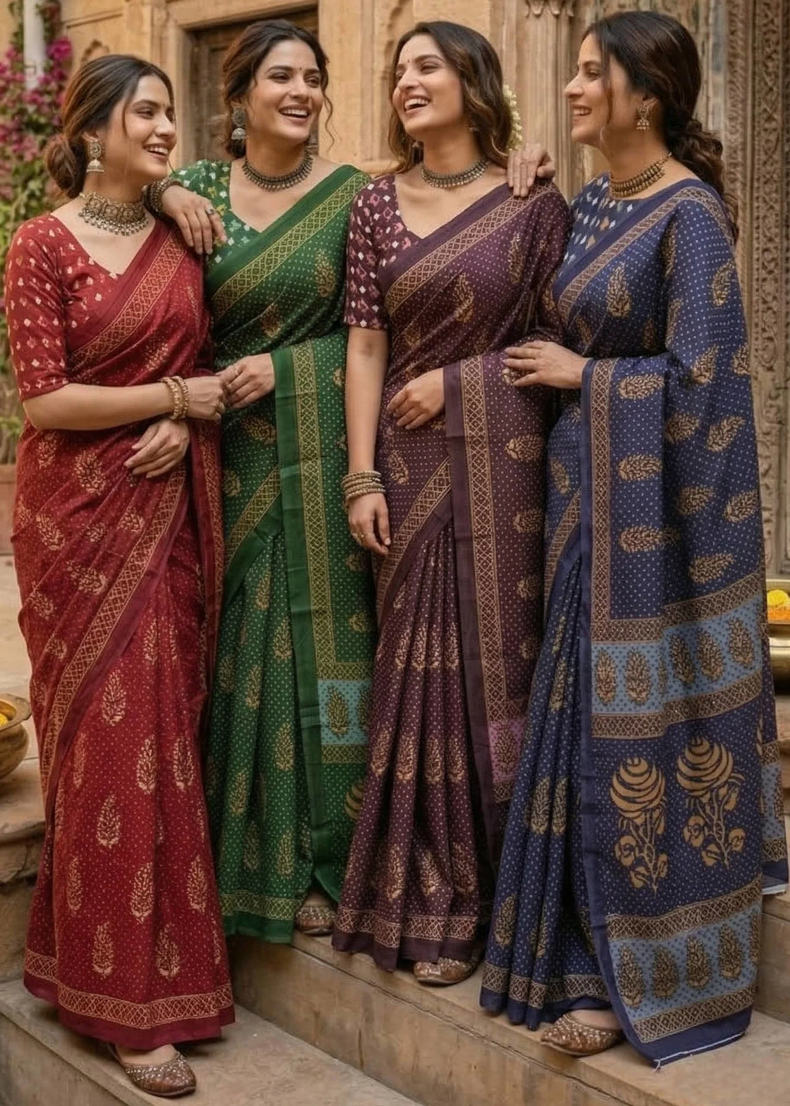 Sm yami 12 Mulmul Cotton Hand Block Printed Design Lunching Saree