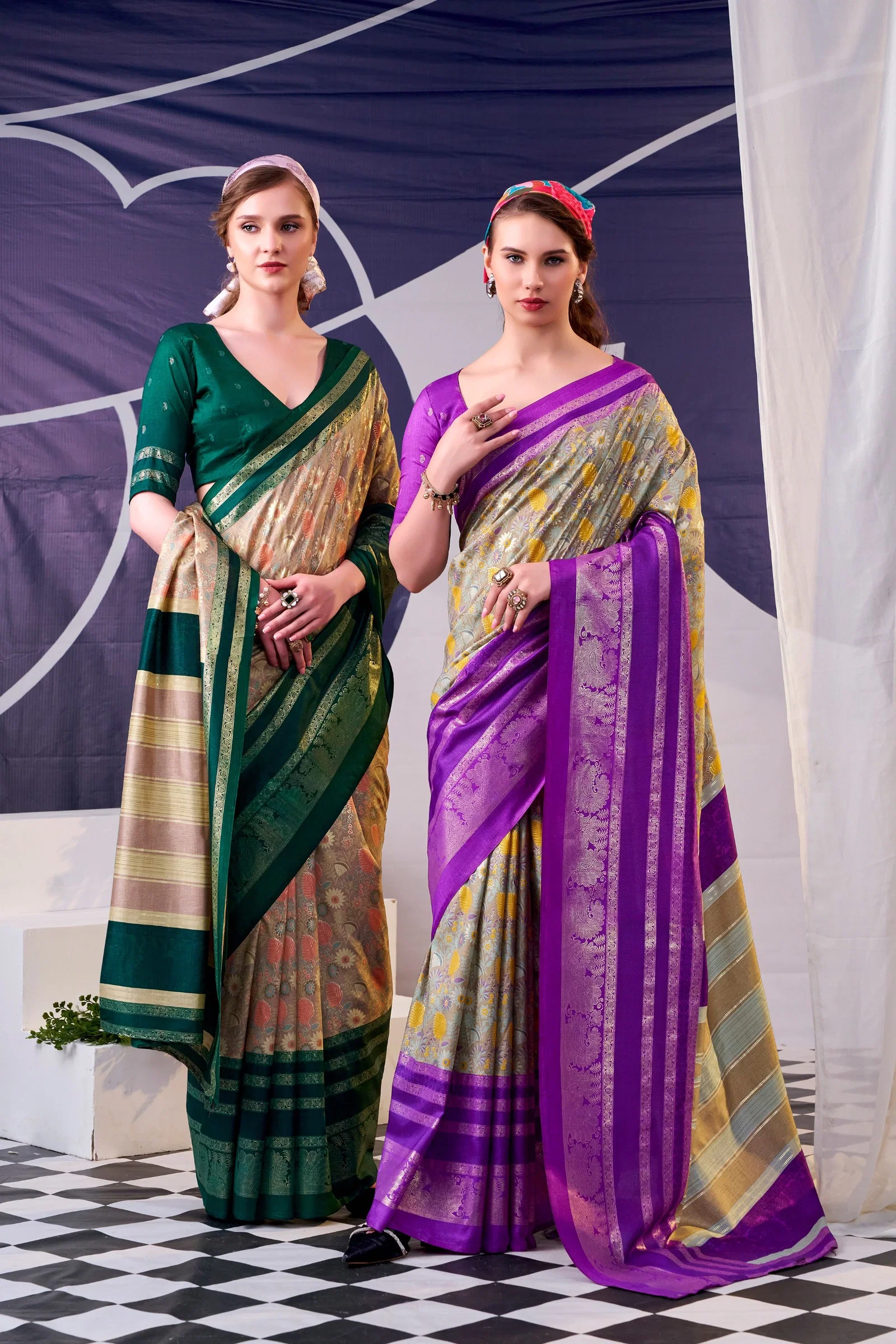 Lekha YF Tisha 02 Tasar Silk Floral Print with Foil Work Saree Collection