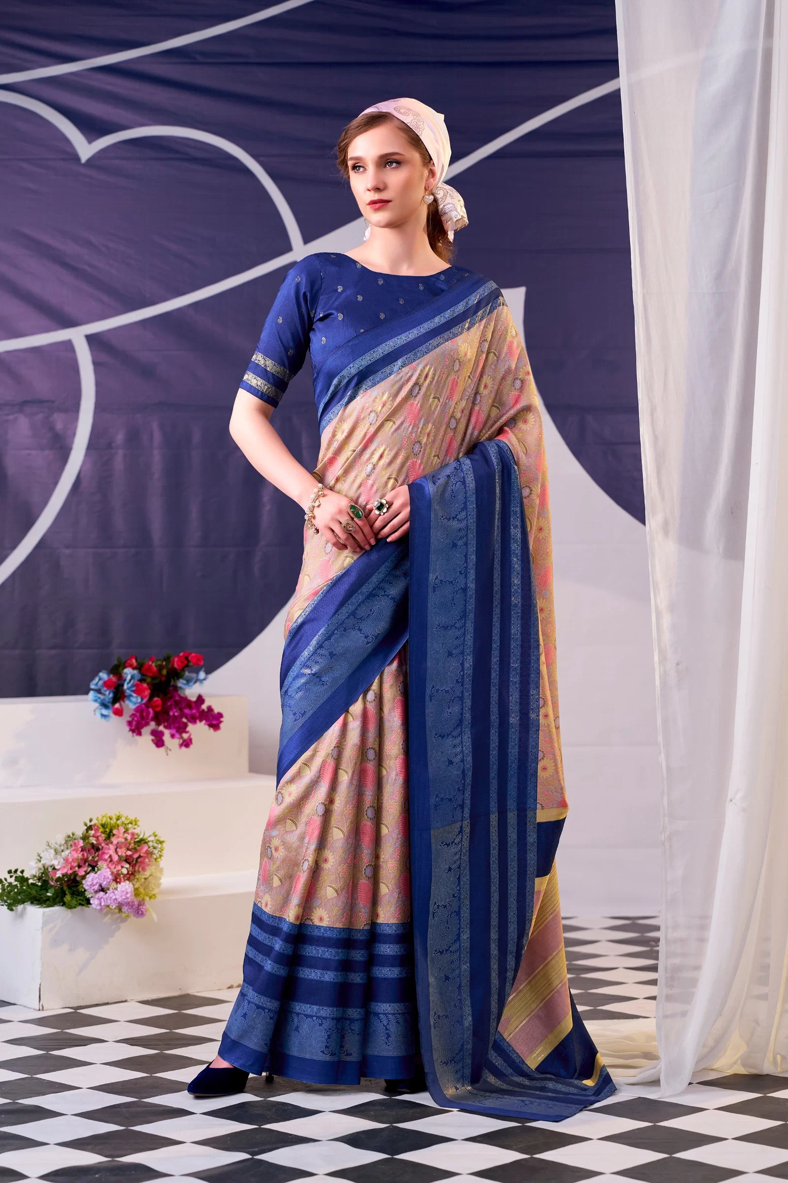Lekha YF Tisha 02 Tasar Silk Floral Print with Foil Work Saree Collection