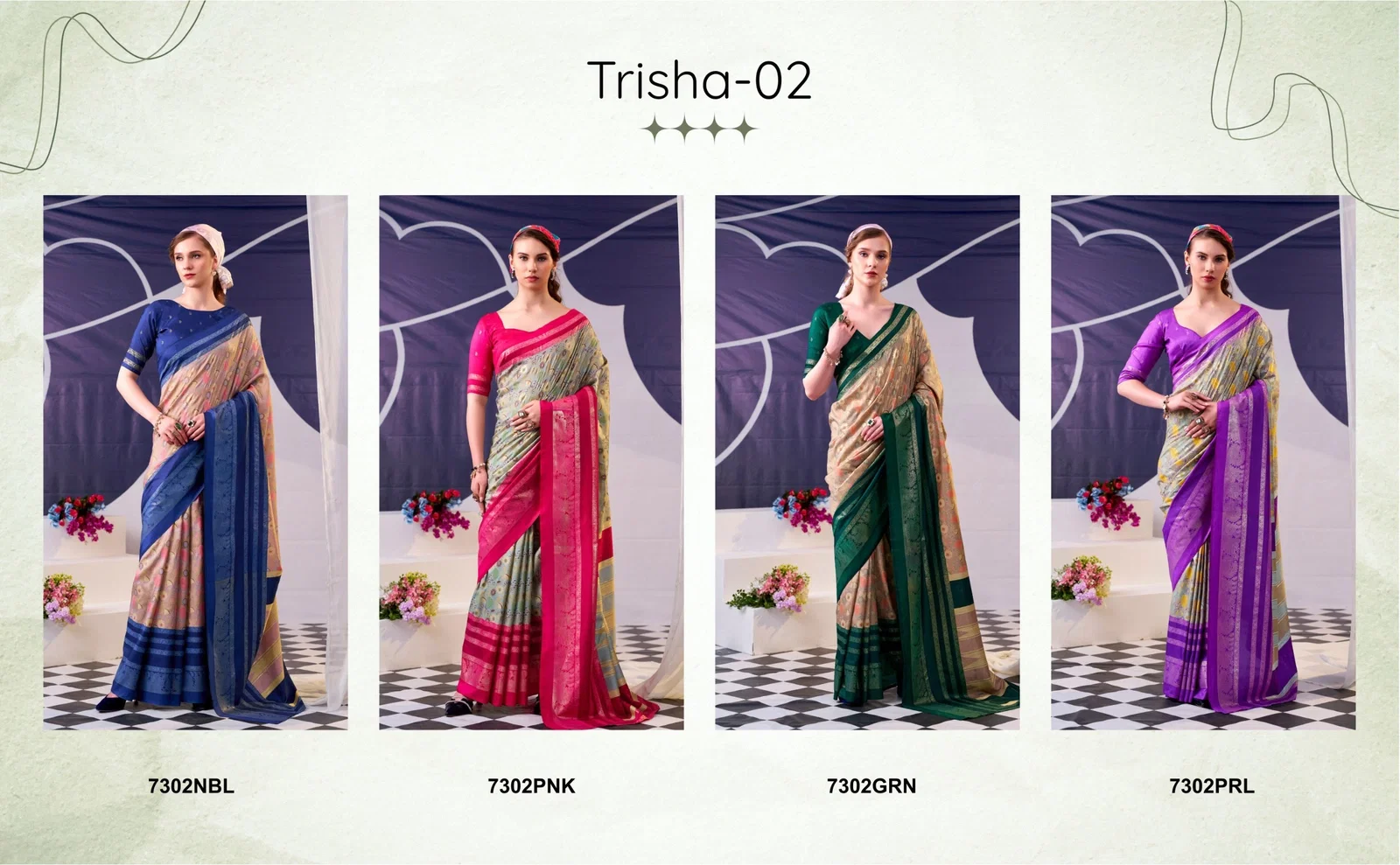 Lekha YF Tisha 02 Tasar Silk Floral Print with Foil Work Saree Collection