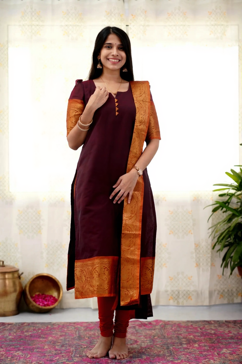 Hiba Kayal Kanchi Cotton Festive Wear Kurti With Dupatta