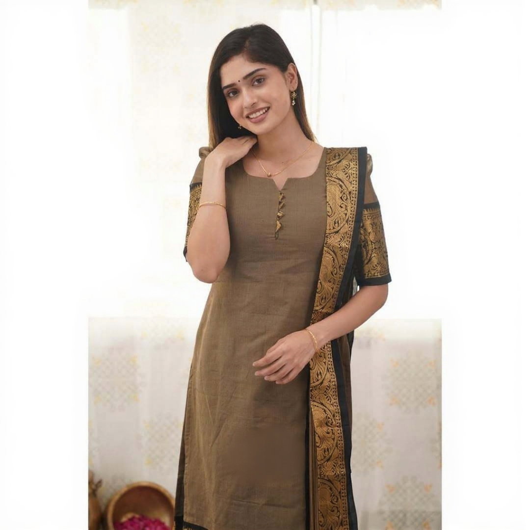 Hiba Kayal Kanchi Cotton Festive Wear Kurti With Dupatta