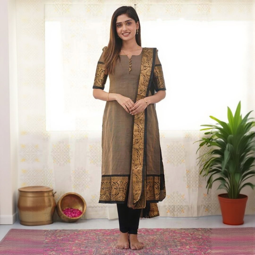 Hiba Kayal Kanchi Cotton Festive Wear Kurti With Dupatta
