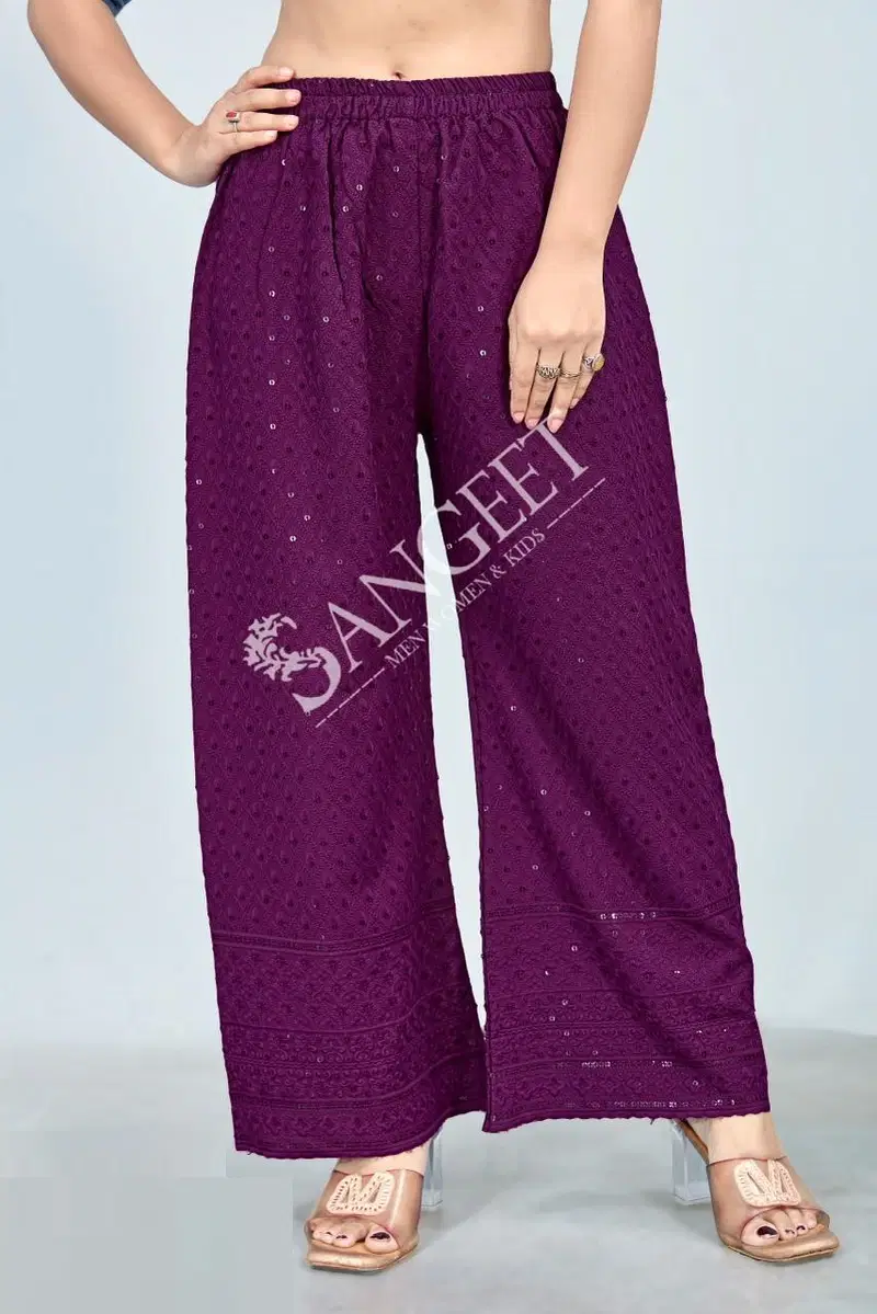 Sangeet Plazzo Girl Colors Rayon Chicken Sequence Plazzo Pant Collection
