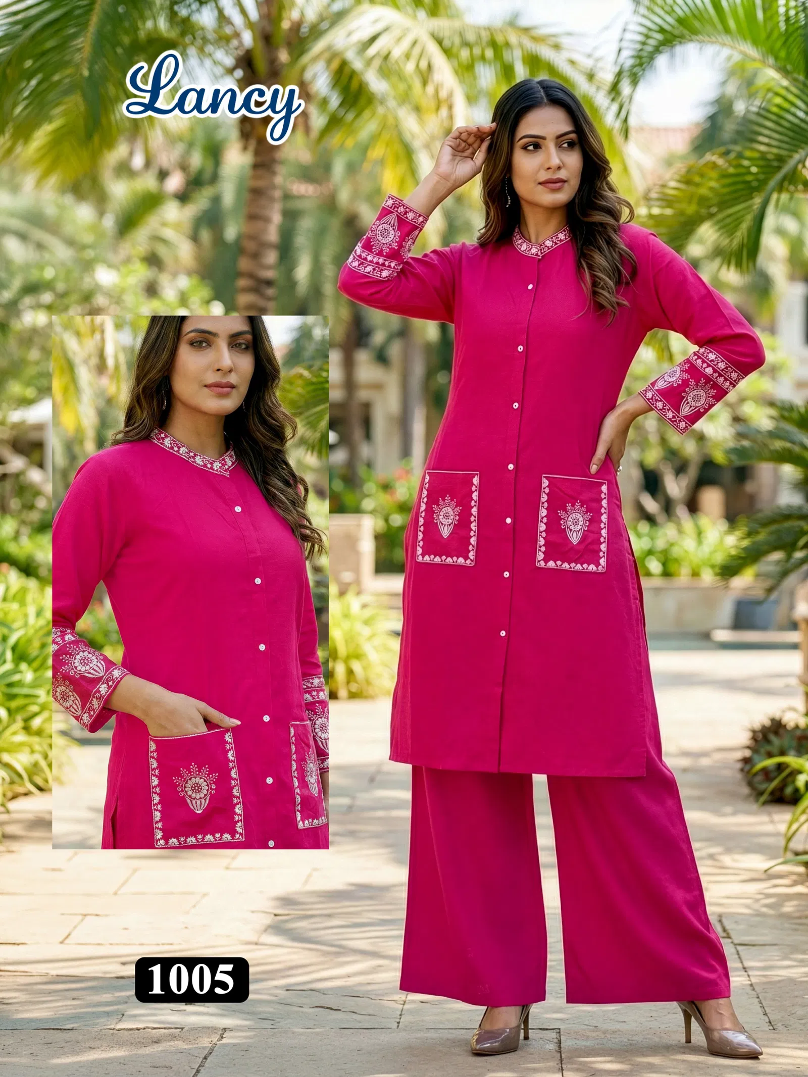 Lancy Vol 1 Rayon Embroidery Worked Fancy Top With Bottom Collection
