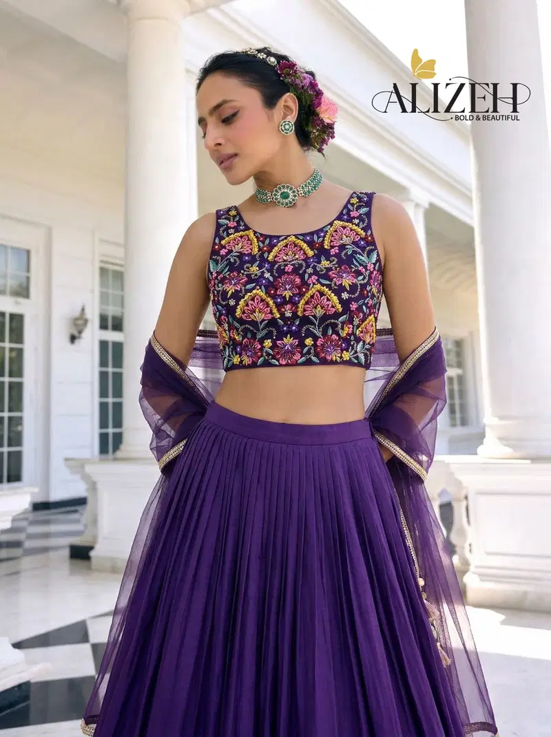 Alizeh 9014 To 9016 Vichitra Silk Fancy Embroidered Lehenga Choli Collection