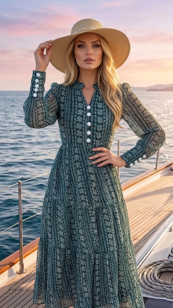 Vaaz 02 Women Fancy Georgette Long Flare dress
